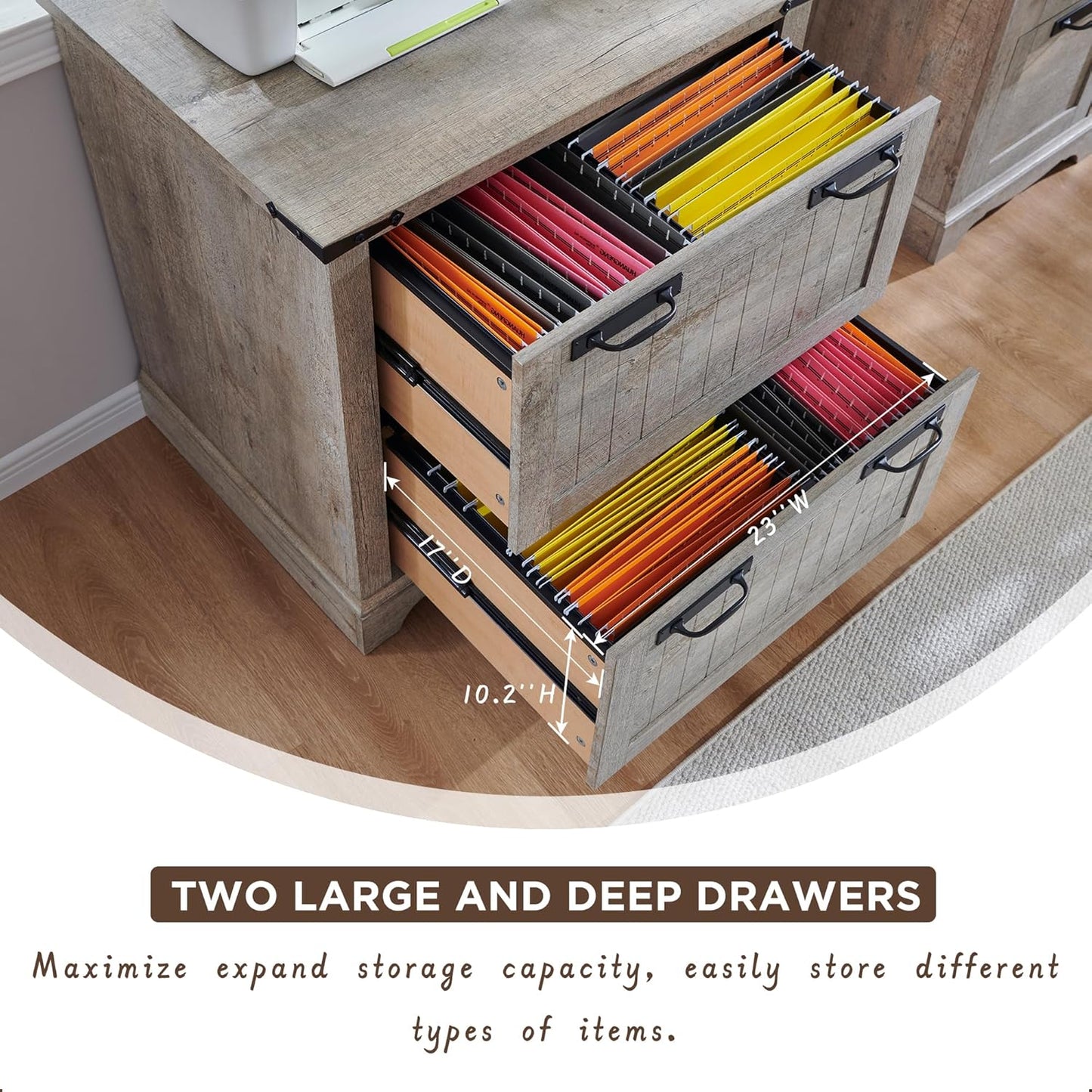 RedLemon File Cabinet with 2 Drawers, Farmhouse 30" Filing Cabinets with Hanging File Folders for A4/Letter/Legal Size Documents,Office Storage Cabinet for Study Room, Living Room(Light Rustic Oak)