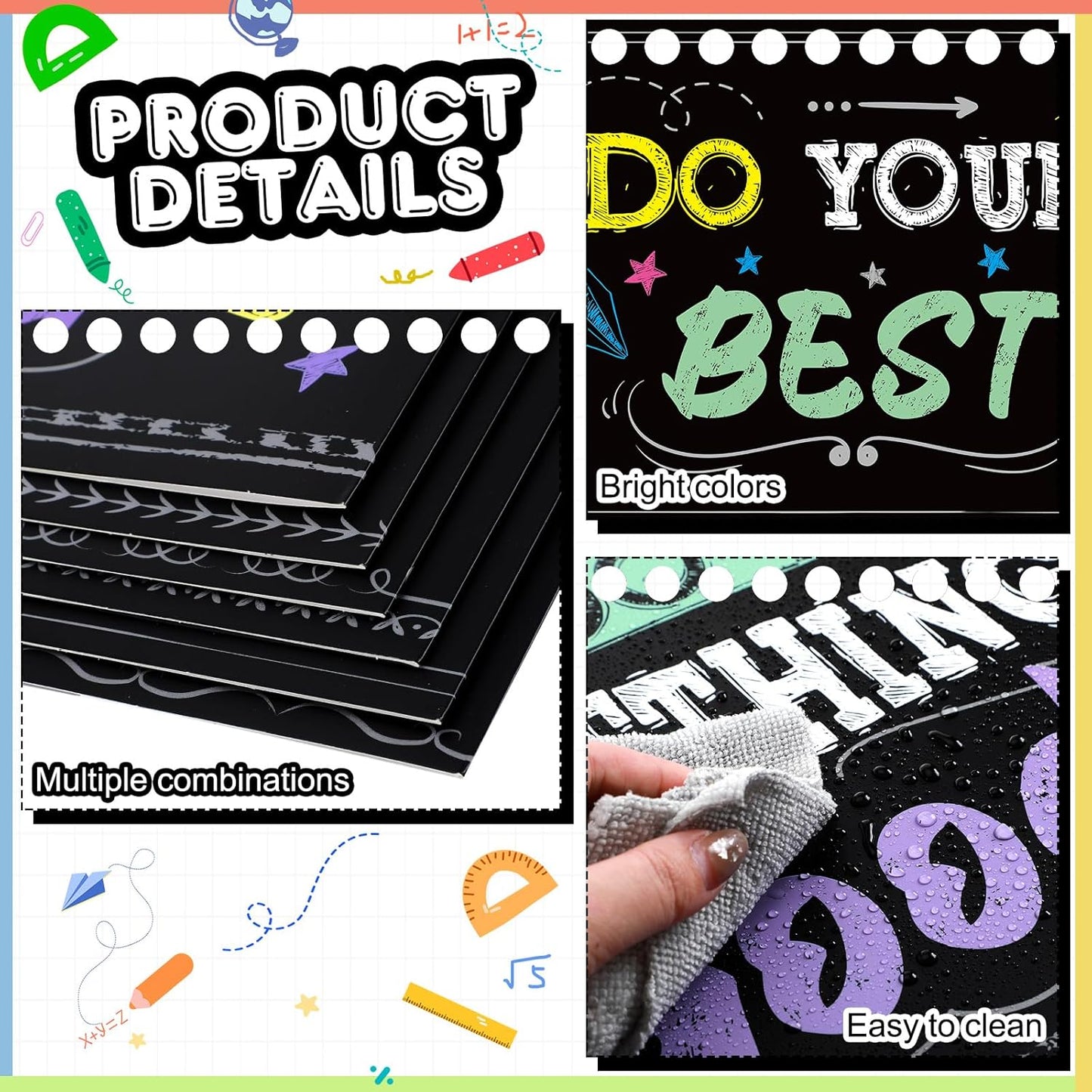 Honoson 24 Pcs Bulk Inspirational Privacy Folders for Students Cardboard Test Privacy Boards Motivational Words Desk Dividers Shield for Classroom School Study Supplies, 6 Styles(Blackboard)