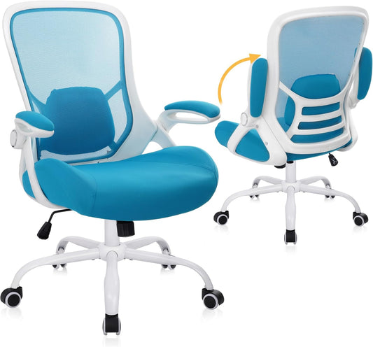 HYLONE 400lbs Heavy Duty Office Chair, 5" Thickened Seat Ergonomic Desk Chair with Adjustable Armrests, Home Office Computer Chairs for Long Hours Mesh Executive Chair(Blue)