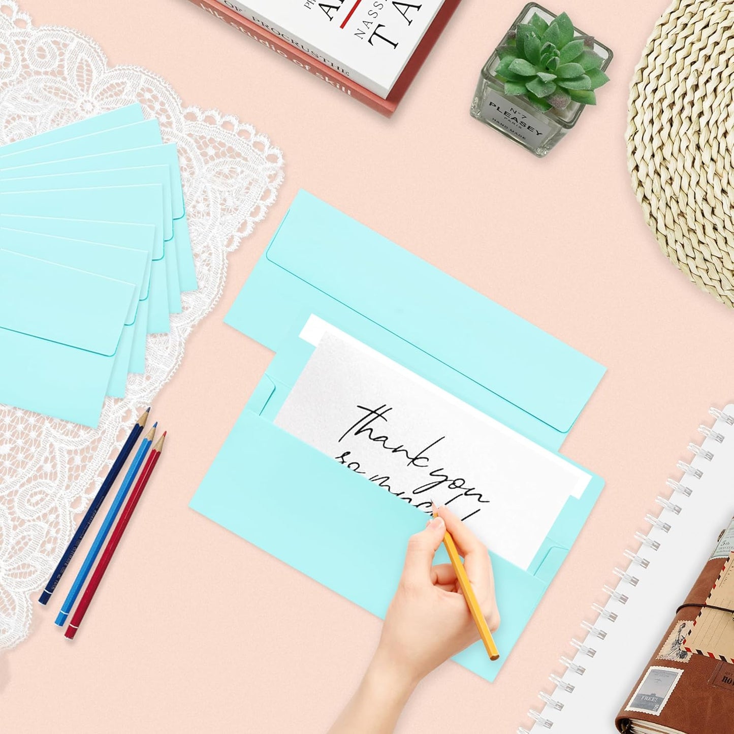 100 Pack #10 Business Envelopes, Light Blue Standard Envelopes Self Seal, Letter Size Business Mailing Envelopes for Checks Letters Invoices Statements Birthday Graduation Wedding, 4 1/8 x 9 1/2 Inch