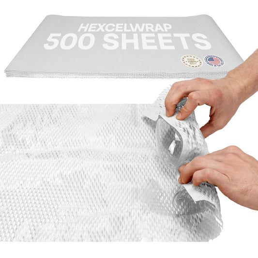 IDL Packaging 15.25" x 22" Honeycomb Kraft Packing Paper Sheets (Pack of 500), White – USA-Made Eco-Friendly Bubble Wrap Alternative for Shipping, Moving, Storage - Innovative Interlocking Slit Design
