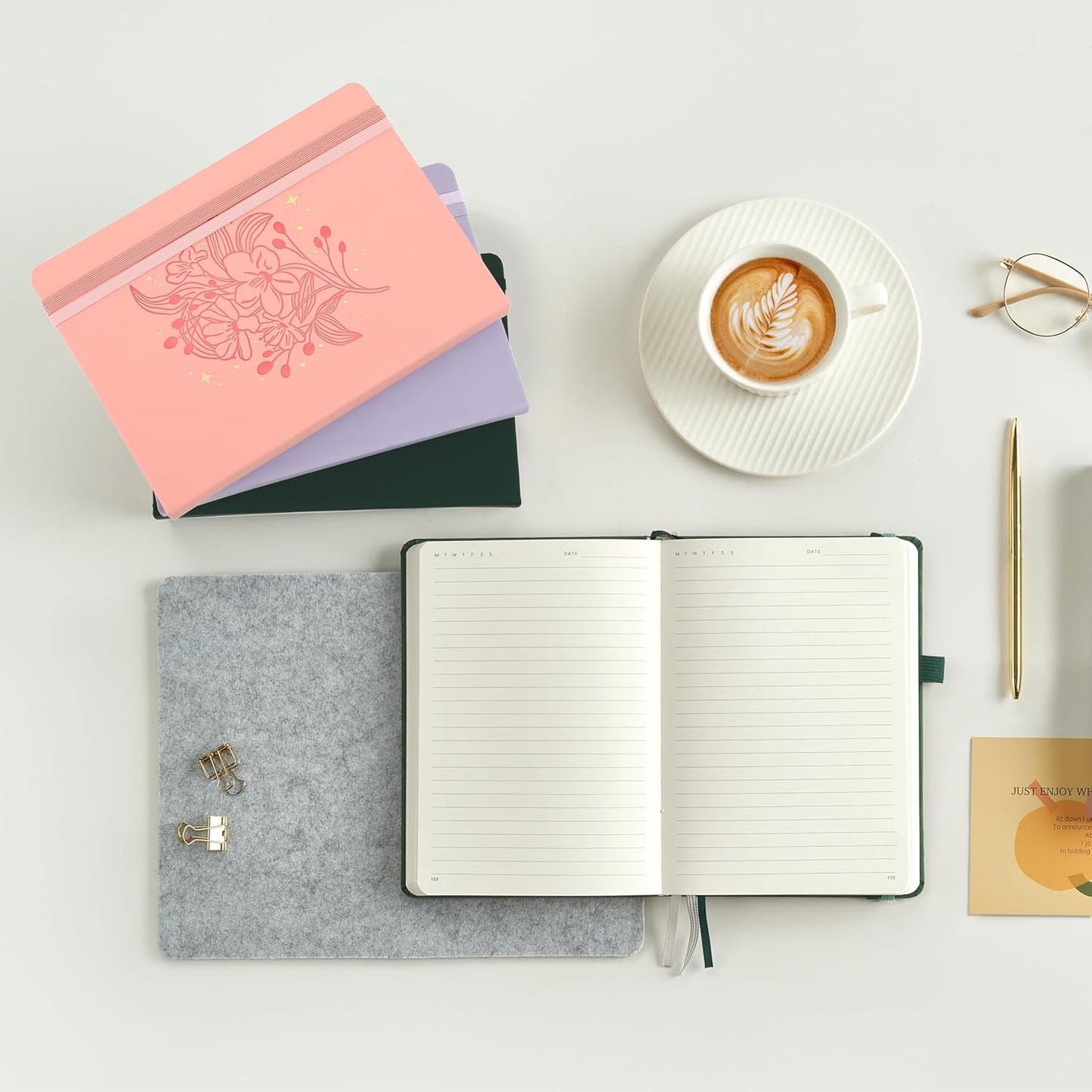 &And Per Se Lined Journal Notebook for Women&Men with Pattern, 365 Pages, 5.7'' x 8'' 100GSM Thick Paper, A5 Journals for Writing (Lavender)