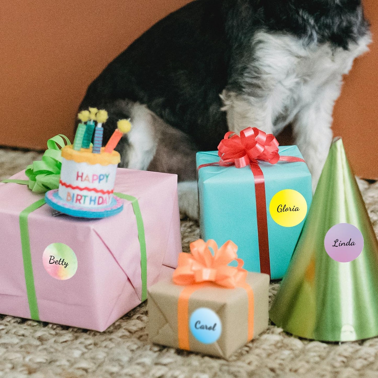 1.5 Inch Rainbow Round Thermal Sticker Labels, Self-Adhesive Circle Direct Thermal Labels, Multi-Purpose Roll Sticker Labels for DIY Logo Design with Perforation Line（ 500 Labels，1 Roll）