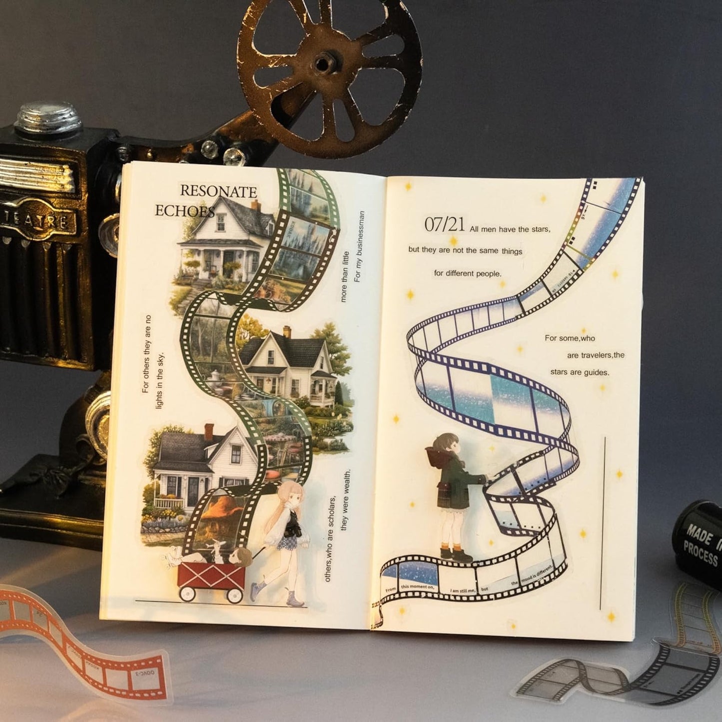 Film Strip PET Sticker Set, 120PCS Vintage Scrapbook Stickers for Journaling, Planners, DIY Crafts, Card Making and Art Supplies