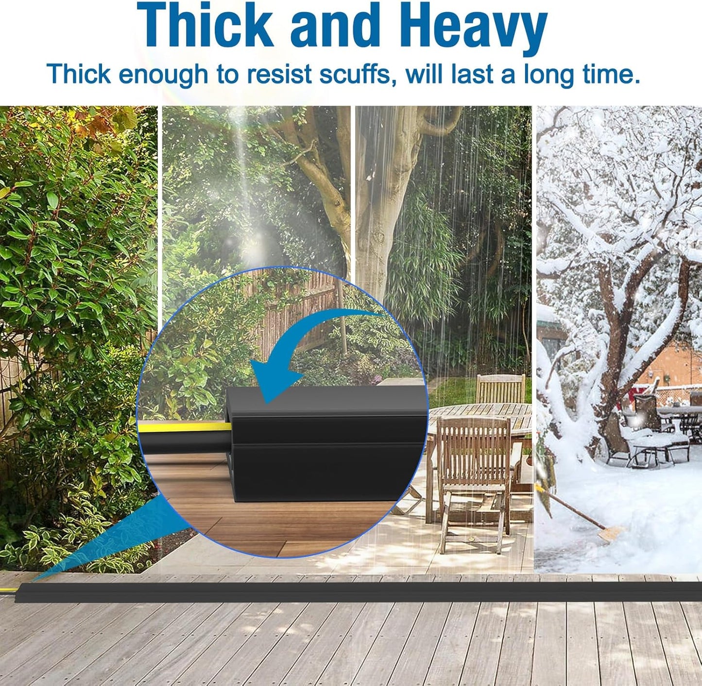 Eapele 6.5 ft Floor Cord Cover Heavy Duty Cable Protector, Easy to Unroll, Prevent Trip Hazard for Home Office or Outdoor Settings (Black)