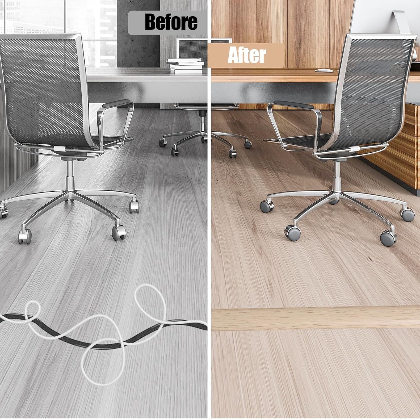 Floor Cord Cover Self Adhesive Cord Hider,10FT Cable Management, Extension Strip Protector for Wires, Prevent Cable Trips for Offices, Gyms, Exhibitions Cavity:0.39"(W) x 0.27"(H) Yellow Wood