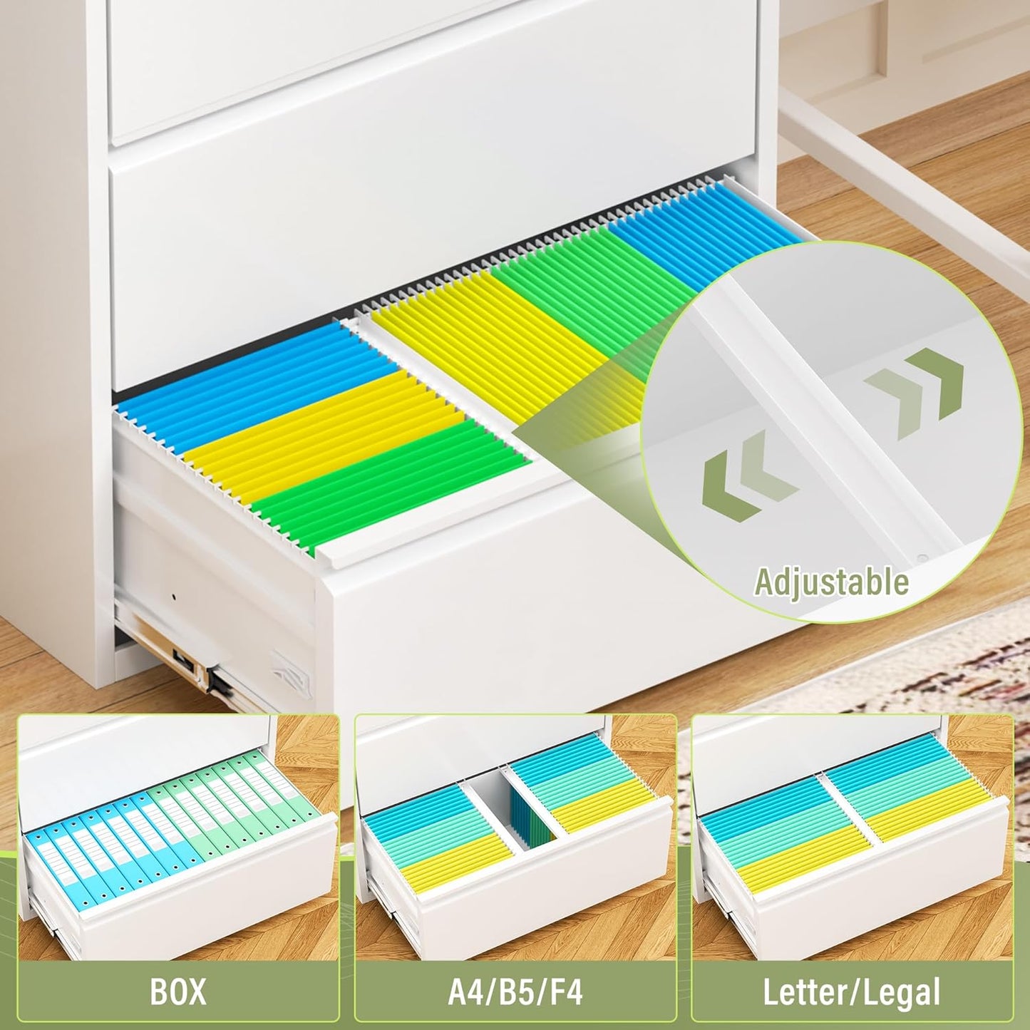 Incbruce 28" W 4 Drawer Lateral File Cabinet, Metal 4 Drawer Lateral Filing Cabinet with Lock, Steel Wide Filing Organization Storage Cabinet for Home, Office, Fit A4/F4/Letter/Legal File (White)