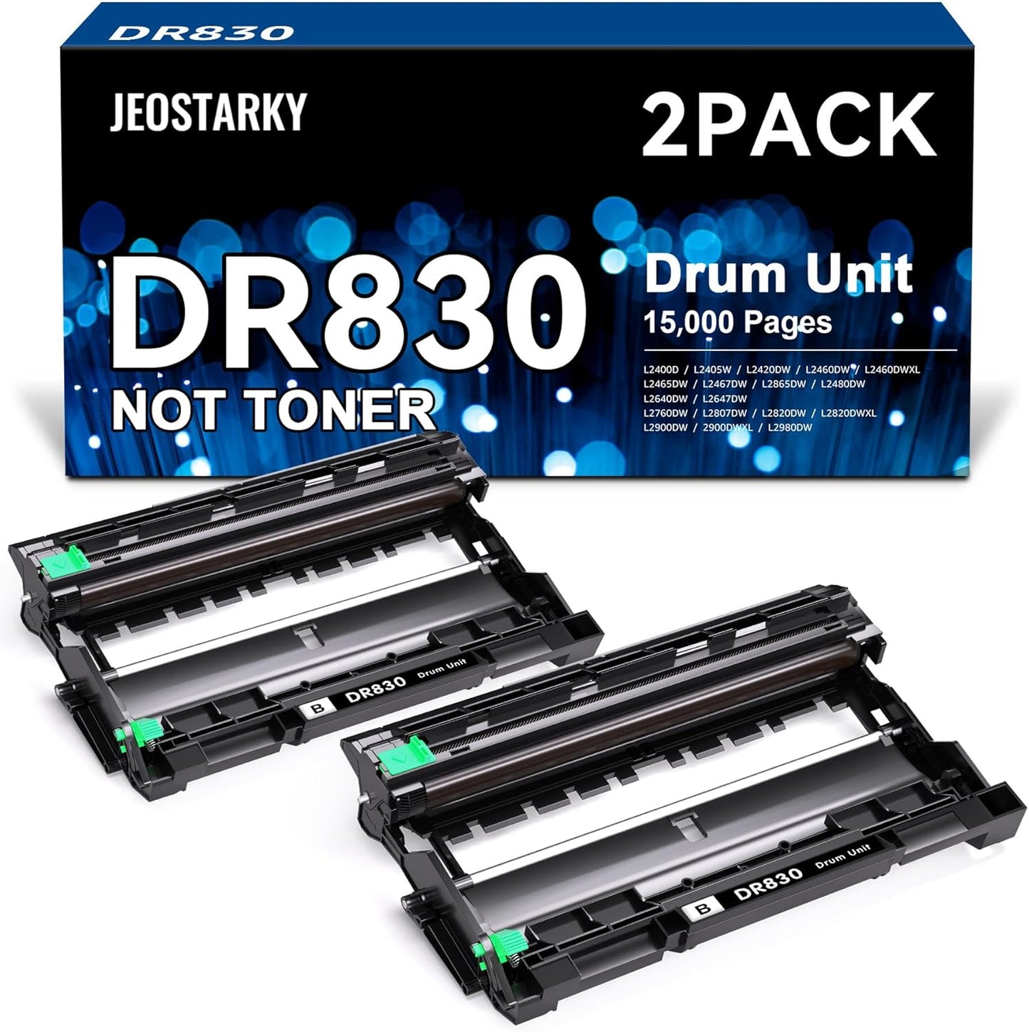 Compatible DR830 Drum Unit (NOT Toner) Replacement for Brother DR830 DR-830 Drum use with HL-L2460DW HL-L2405W HL-L2400D HL-L2480DW MFC-L2820DW MFC-L2820DW XL DCP-L2640DW Printer (2 Pack)