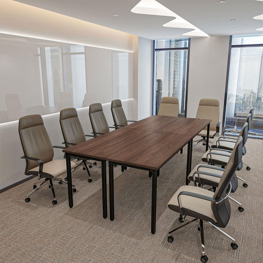 Bonzy Home Conference Tables 9ft Office Computer Desk for Meeting Room Study Writing Printer Podcast Table Save Space Design for 10 People Rustic Vintage Walnut 4PCS 110.2"x47.2"x29.5"