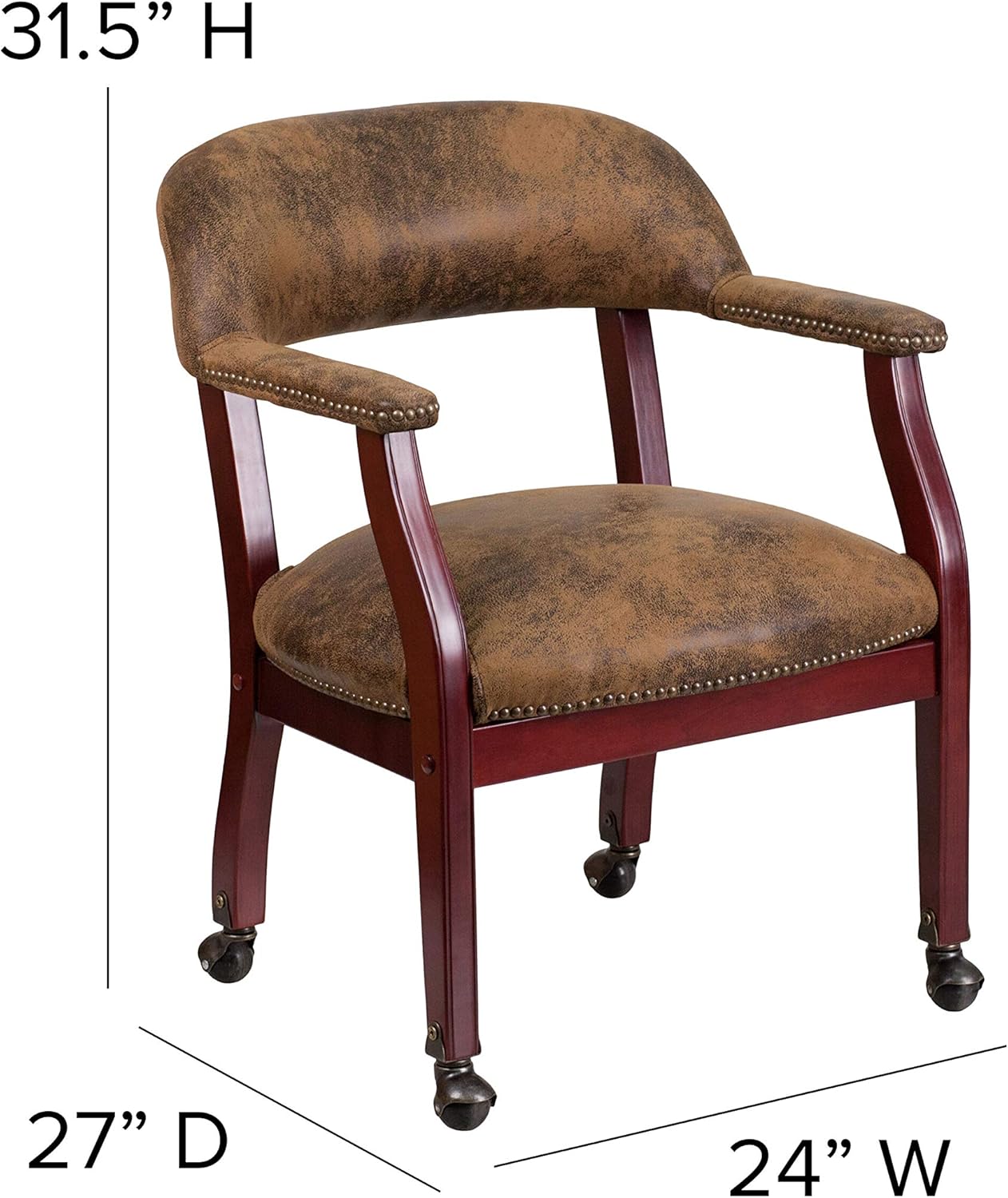 EMMA + OLIVER Bomber Jacket Brown Luxurious Conference Chair with Casters