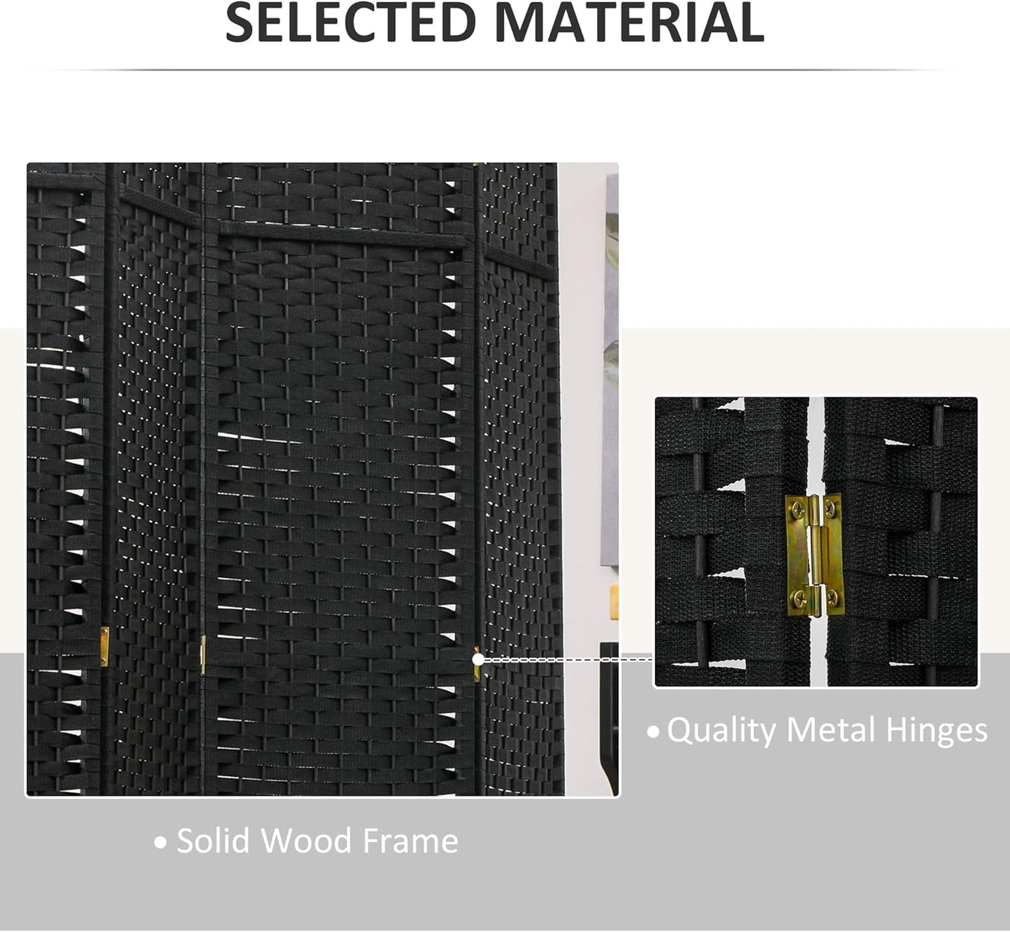 HOMCOM Room Divider, 8 Panel Folding Privacy Screen, 5.6' Tall Freestanding Wall Partition for Home Office, Bedroom, Black