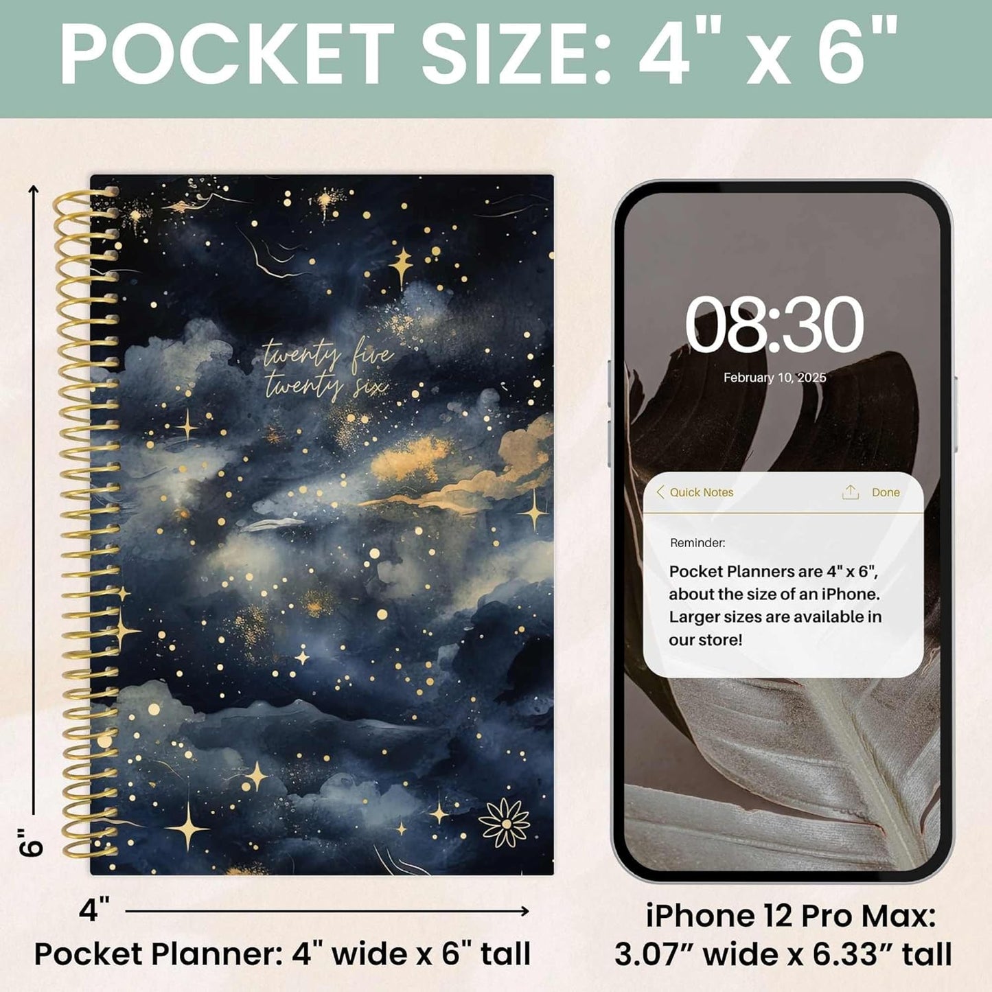 bloom daily planners 2025-2026 Academic Year Pocket Planner (July 2025 - July 2026) - 4” x 6” MINI Weekly Monthly Agenda Organizer & Calendar Book - Midnight Sky