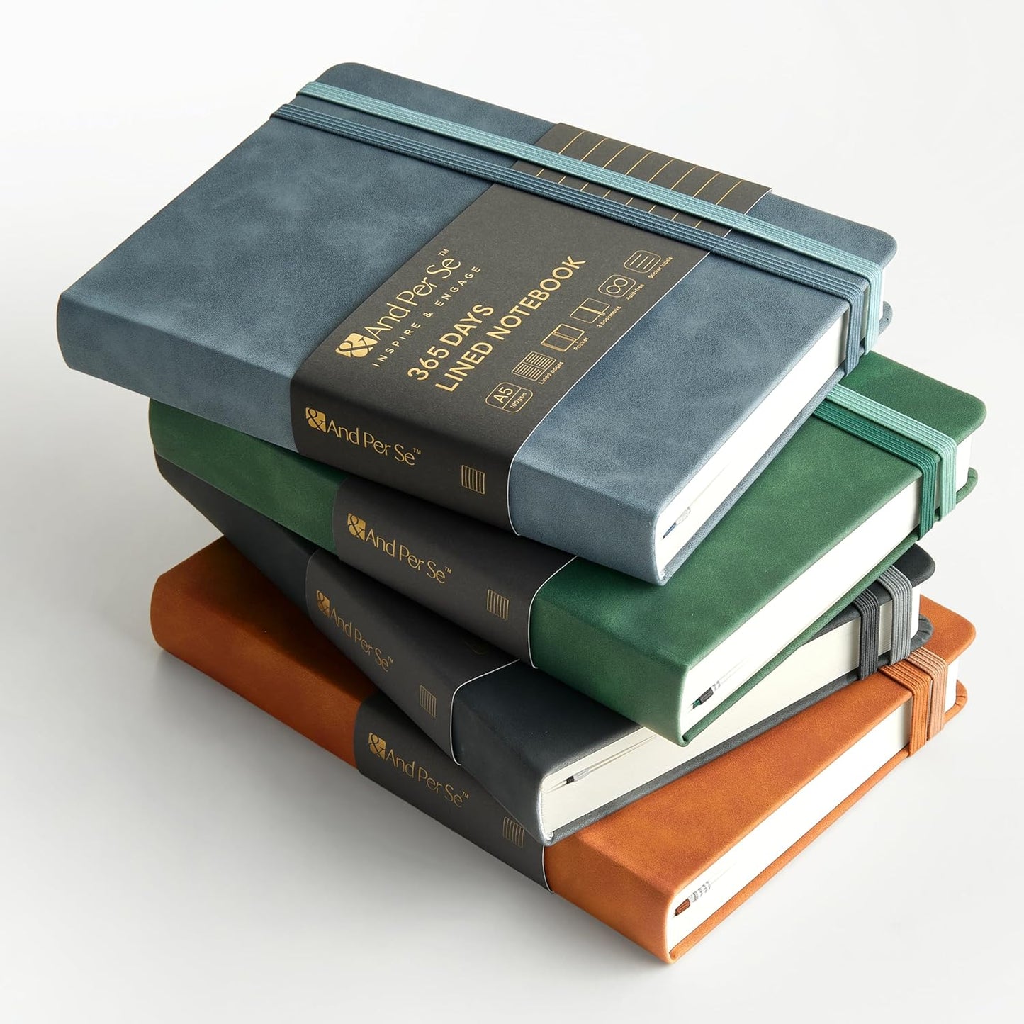 &And Per Se Lined Journal Notebook, 365 Pages, A5, 5.7'' x 8'' 100GSM Thick Paper, Journals for Writing, Hardcover Notebooks for Women Men (Blue)