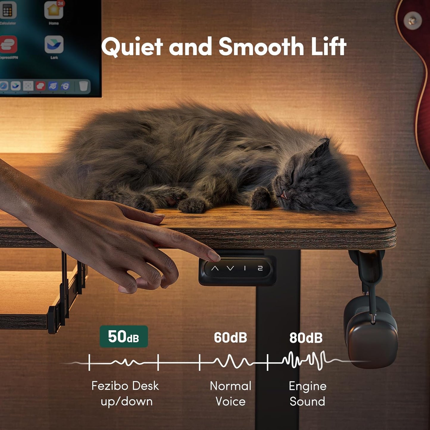 FEZIBO Standing Desk with Keyboard Tray, 40 x 24 Inch Adjustable Height Sit Stand Desk with Memory Presets for Home Office, Ergonomic Computer Workstation, Rustic Brown