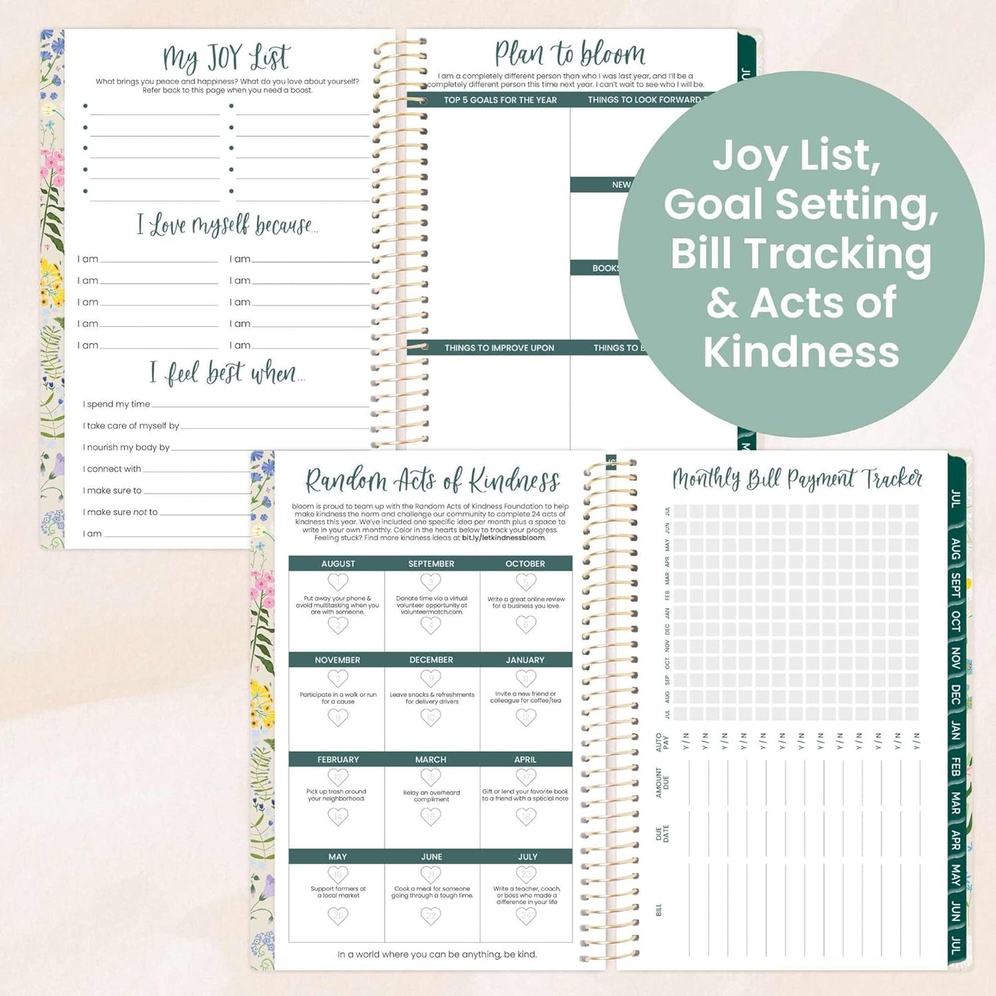 bloom daily planners 2025-2026 Academic Year Pocket Planner (July 2025 - July 2026) - 4” x 6” MINI Weekly Monthly Agenda Organizer & Calendar Book - Garden Party, Beige