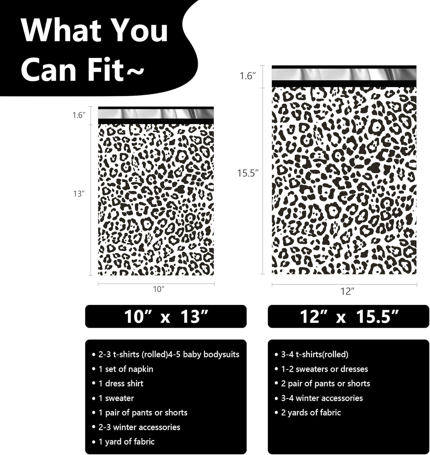 Poly Mailers 10x13 Inch 100 Pcs - Leopard Printed Shipping Bags, 2.4mil Thickness, Waterproof and Tear Resistant Mailing Envelopes, Self-Sealing Packaging Bags for Small Business