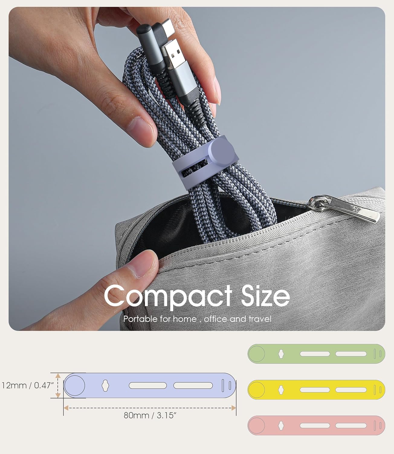 40Pcs Nearockle Reusable Cable Ties, Adjustable Silicone Cord Organizer Small Zip Ties for Charging Cords Earphone Computer Wire, Office Desk Cable Management Travel Accessories(4 Colors)