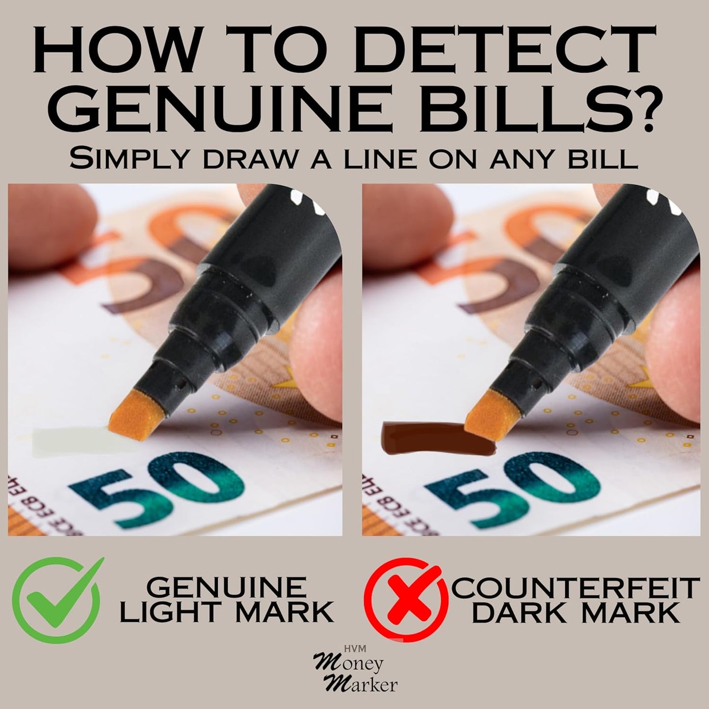 HVM Counterfeit Money Detector Pen (12 Counterfeit Pens) - Money Marker Bill Detector Pen with Upgraded Chisel Tip - Detect Fake Bills, Universal False Currency Checker Pack