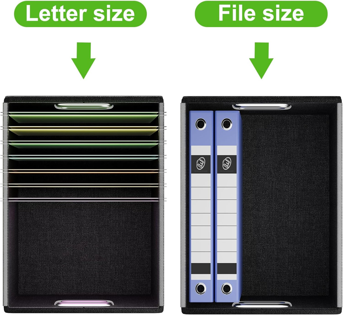 Huolewa Portable Leather File Organizer Storage Boxes, Collapsible File Folder Organizer Boxes with Lids, Document Organizer, Decorative Filing Box Cabinet for Letter/Legal File Folder Storage