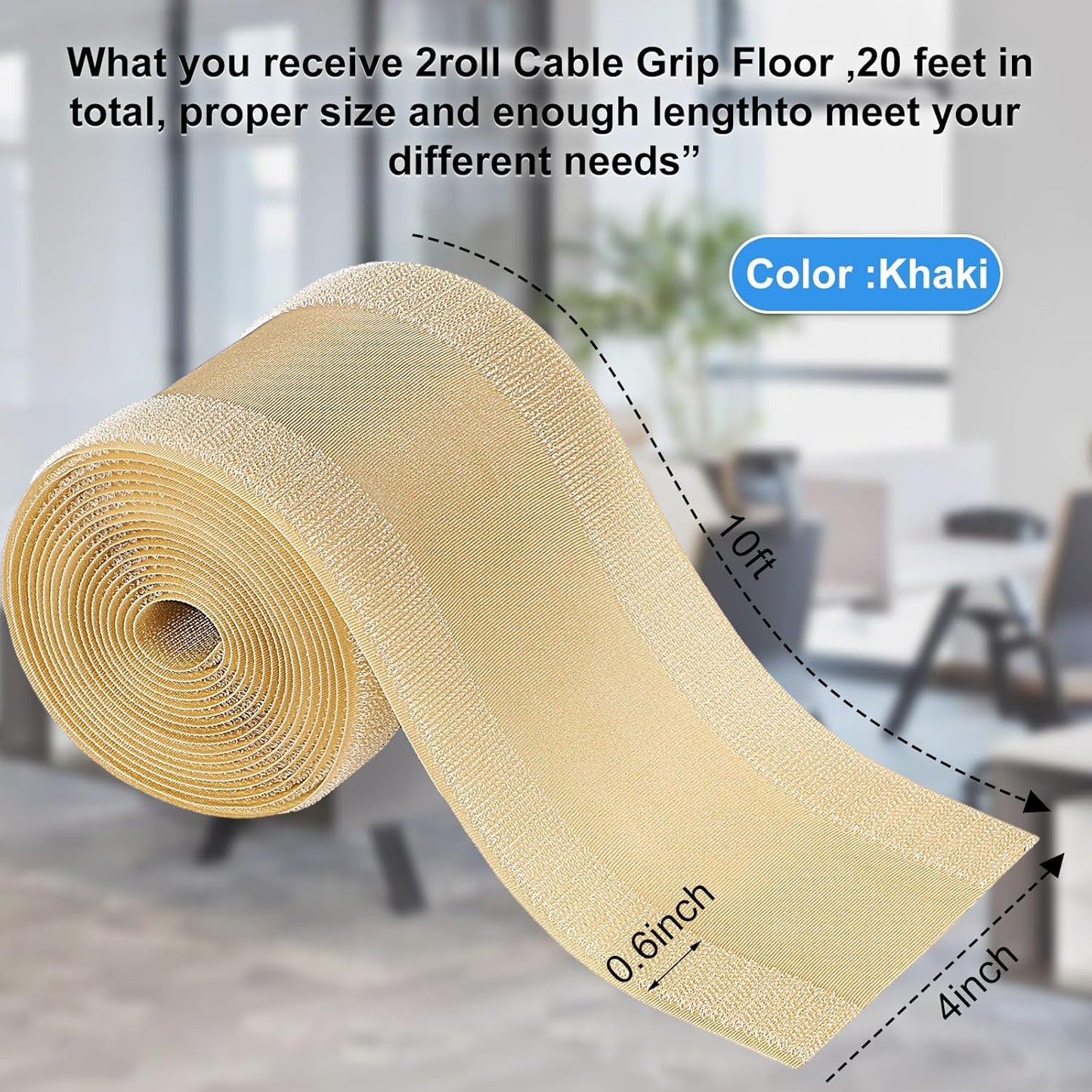 WILLBOND Carpet Cord Cover Cable Grip Floor Cover Cable Protector Management Only for Commercial Office Carpet(Khaki,9.84 ft)