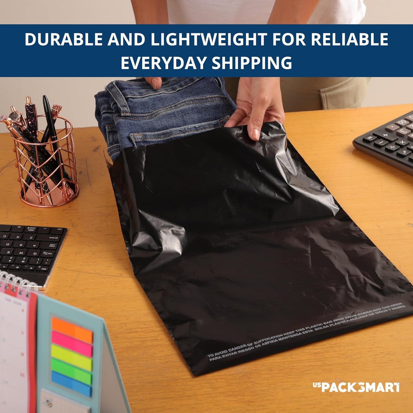 Black Plastic Poly Mailers 10"x13" | Shipping Bags for Clothing, Books & Accessories | Durable Shipping Envelopes | Waterproof and Tear-Proof with Strong Self-sealing Adhesive | 100-Pack