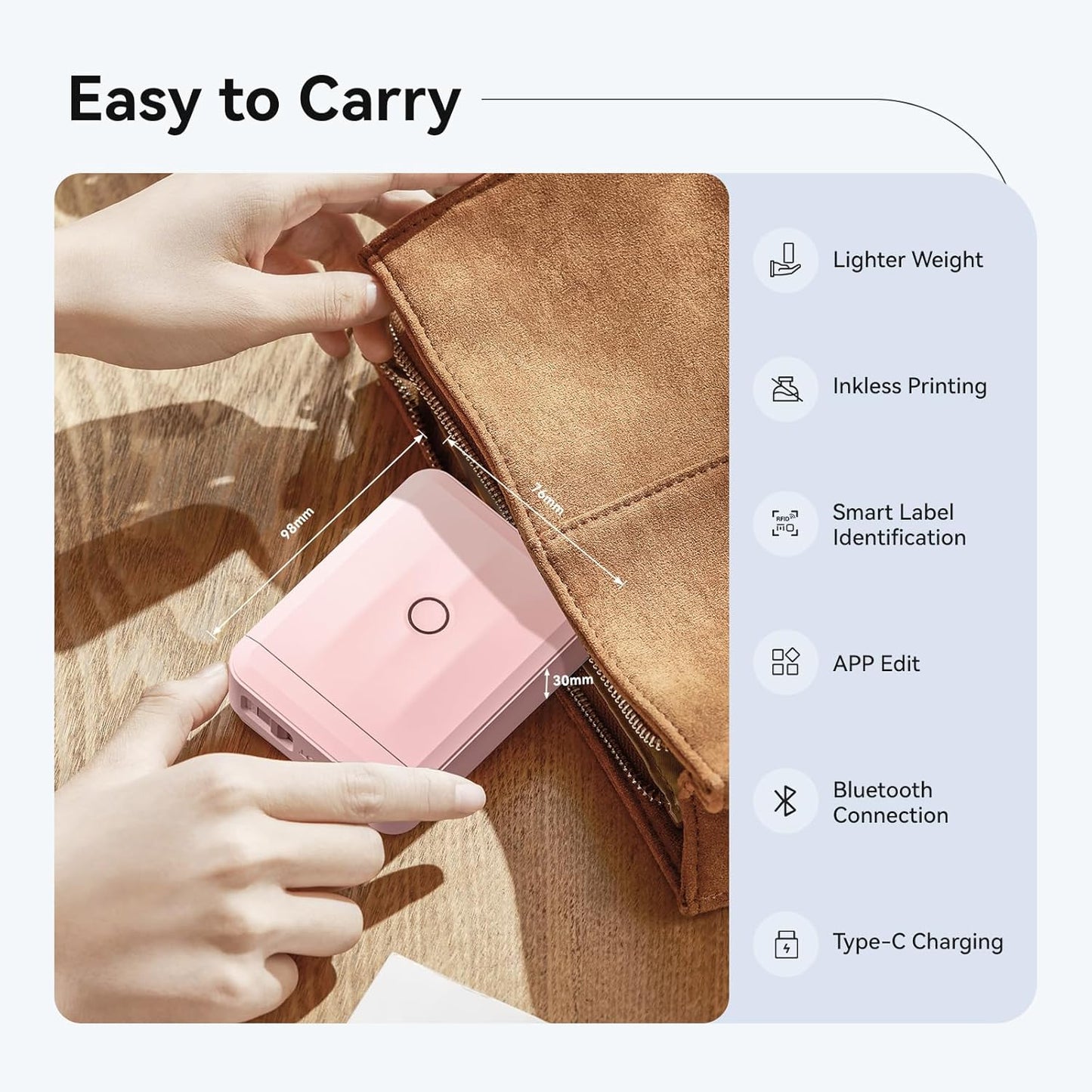 NIIMBOT D110 Upgraded Version Mini Label Maker Machine with Tape, Portable Bluetooth Thermal Printer, Sticker Labeler with Multiple Templates for Office Organization Home Kitchen School, Pink