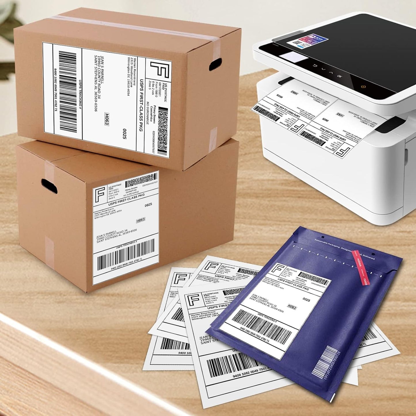 100 Half Sheet Shipping Labels 5-1/2" X 8-1/2" Address Blank Labels Laser/Ink Jet