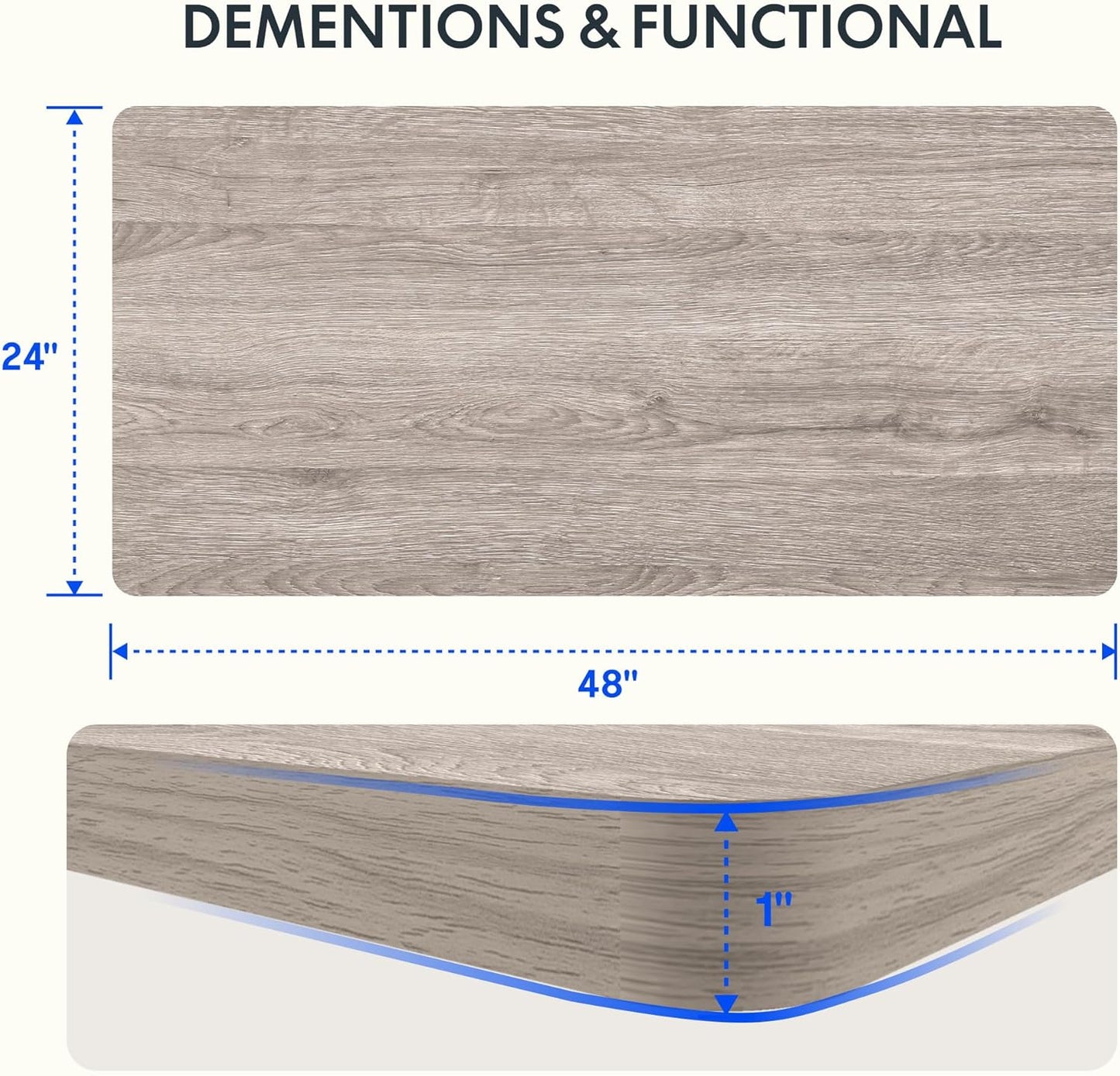 FLEXISPOT EN1 One-Piece Standing Desk 48 x 24 Inches Height Adjustable Electric Desk Sit Stand Desk Home Office Desks (White Frame + Gray Wood Grain Top, 2 Packages)