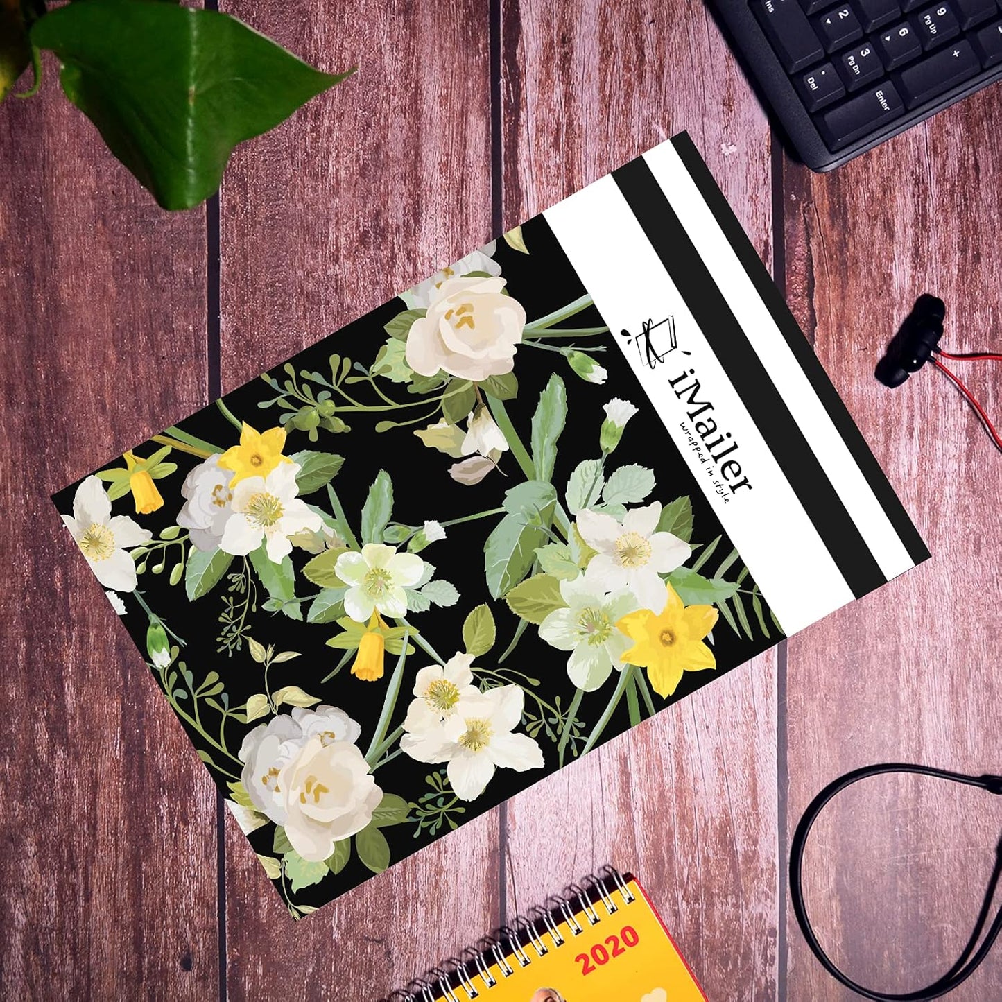 100 Count - 14.5 x 19 inch Poly Mailer Mailing Shipping Black Flower Envelope Package Bags-Self Seal…