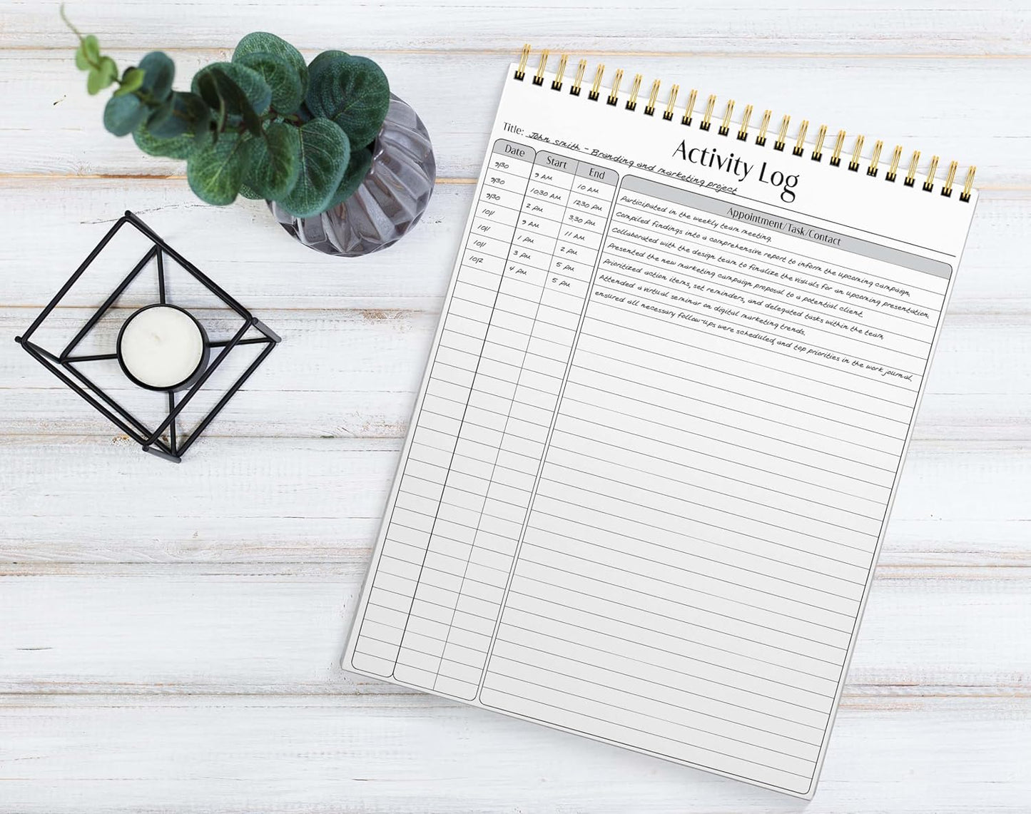 Better Office Products Activity Log Notepad, 8.5" x 11", Planning Note Pad, 50 Sheets, Double-Wire Spiral, Daily Time Tracking Productivity Checklist Organizer (3 Pack)