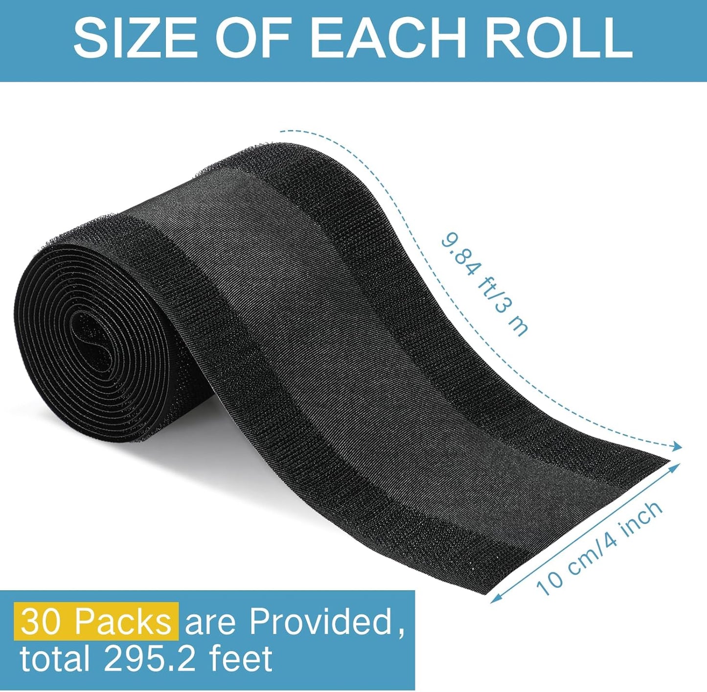 WILLBOND Cable Grip Floor Cable Cover Cords Cable Protector Cable Management Only for Commercial Office Carpet (Black,295.28 ft)