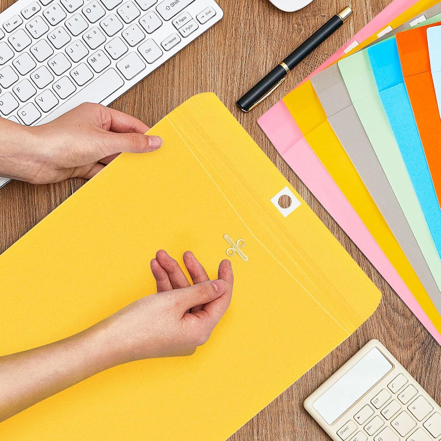 Geyee 50 Pcs 9 x 12 Inch Mixed Colors Manilla Clasp Envelopes Letter Size Mailing Envelopes with Clasp Closure for Filing Storing Documents Office Home Business School