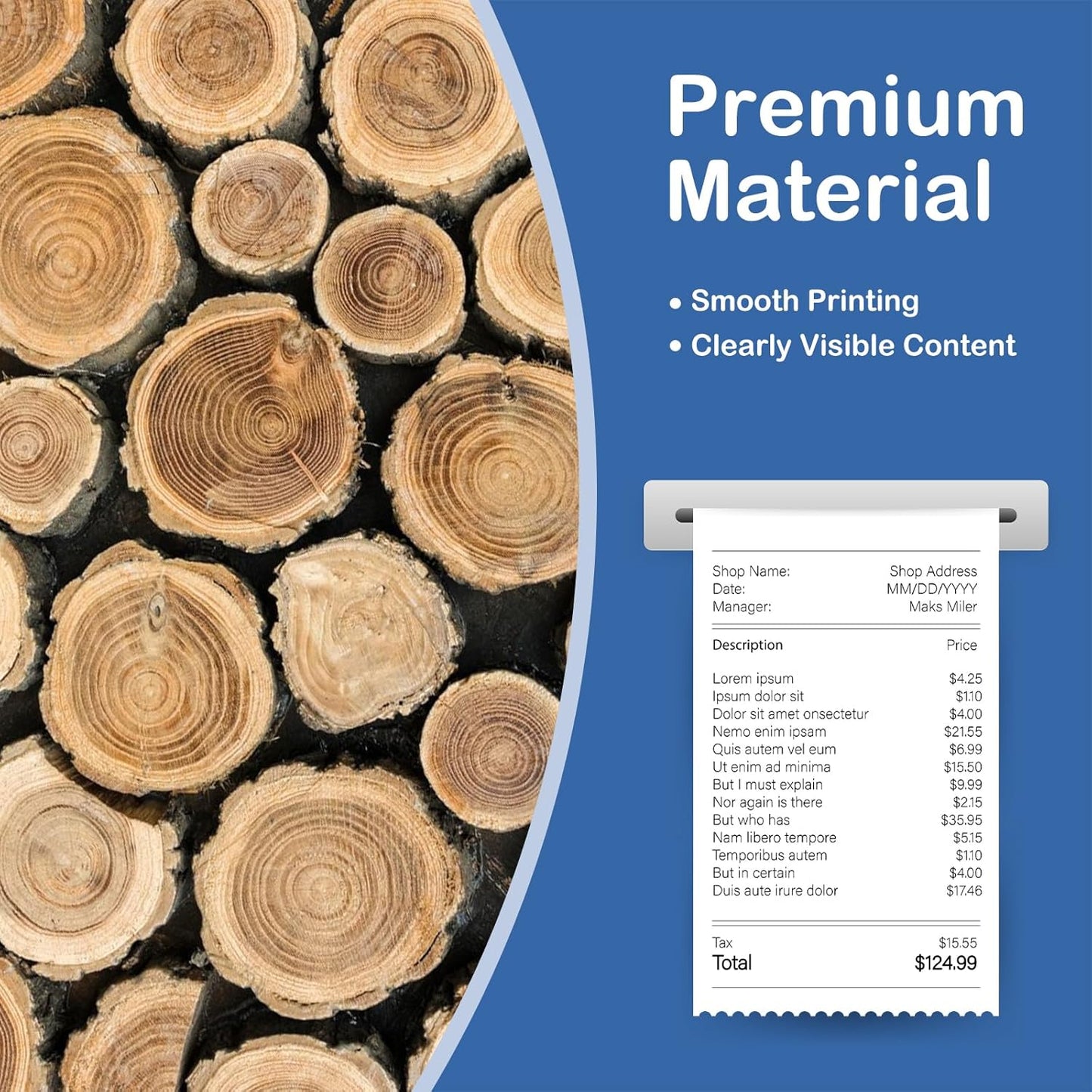 (50 Rolls) 3" x 165' Kitchen Register Rolls,1 Ply Bond Printer Receipt Paper POS Cash Register Paper (Non –Thermal Kitchen Printer Paper) for TMU200 SRP275 from Pony Packaging