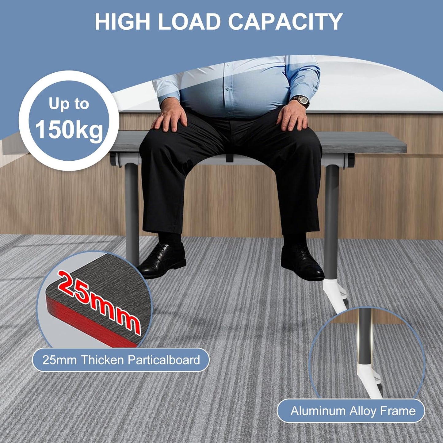 Folding Conference Table, Mobile Training Table for Office Conference, Modern Modular Rectangular Work Desk Meeting Seminar Work Tables with Caster Wheels, Large Breakroom Tables (4Pack L70.9in)