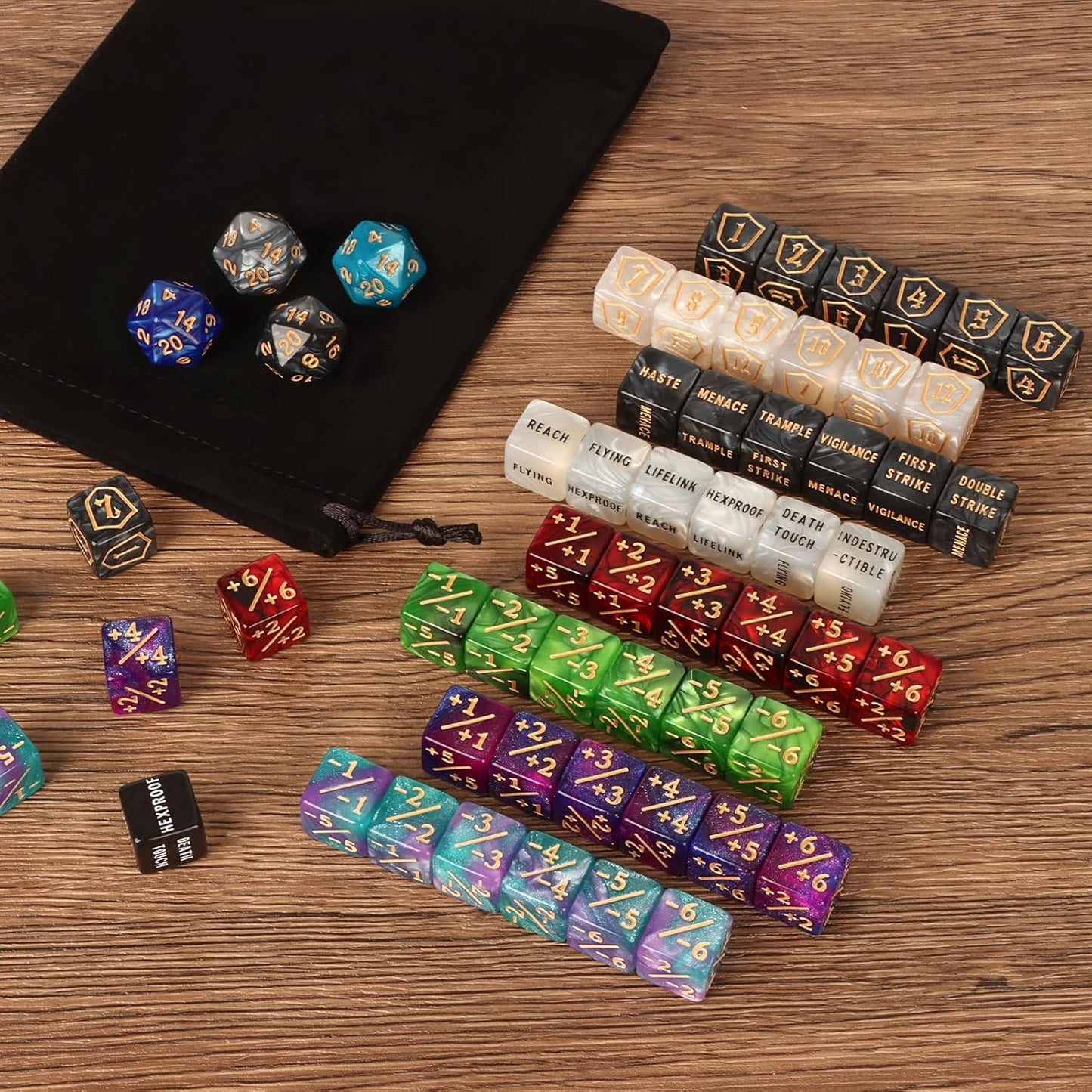 100 Pieces MTG Dice Counters Set Bulk Ability Keyword Tokens Shield Life Counters 6 Sided Dice for Magic The Gathering TCG Card Gaming Accessories (Dice Set (A))