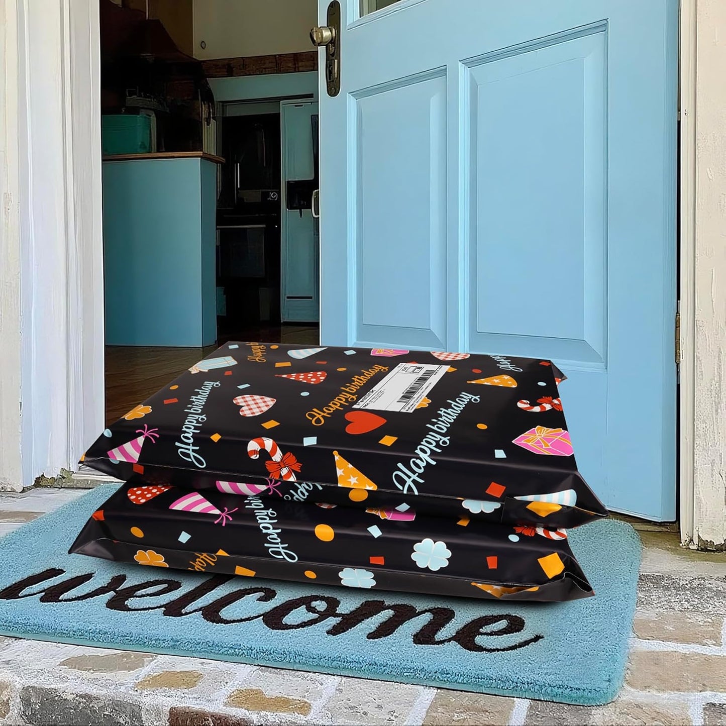 Happy Birthday Poly Mailer 12x15.5 Inch 50 Pcs, Waterproof Shipping Bags for Clothing, Tear-Resistant Mailier Bags, Strong Mailing Bags with Self-Seal