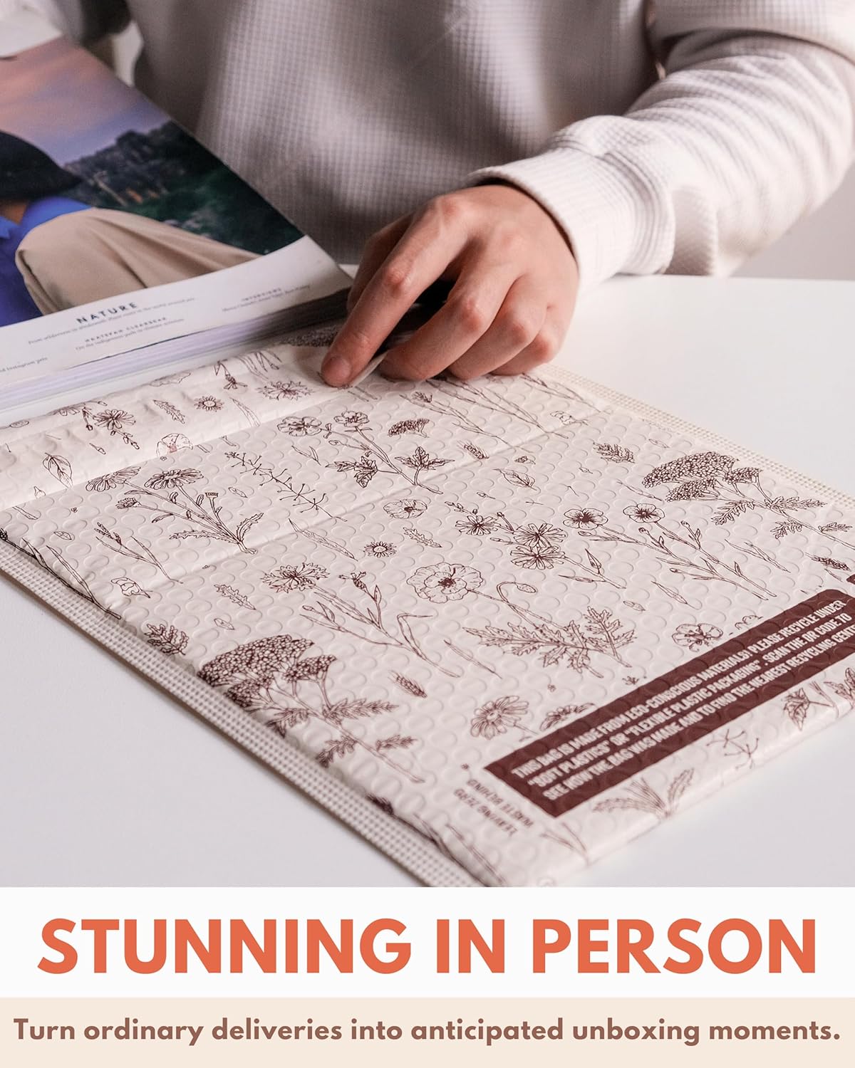 Bubble Mailers 6x9-25 Pack Biodegradable Shipping Bags for Stationery and Small Accessories - Impack Self-Seal Protective Thick Mailing Envelope for Small Items - Wildflower