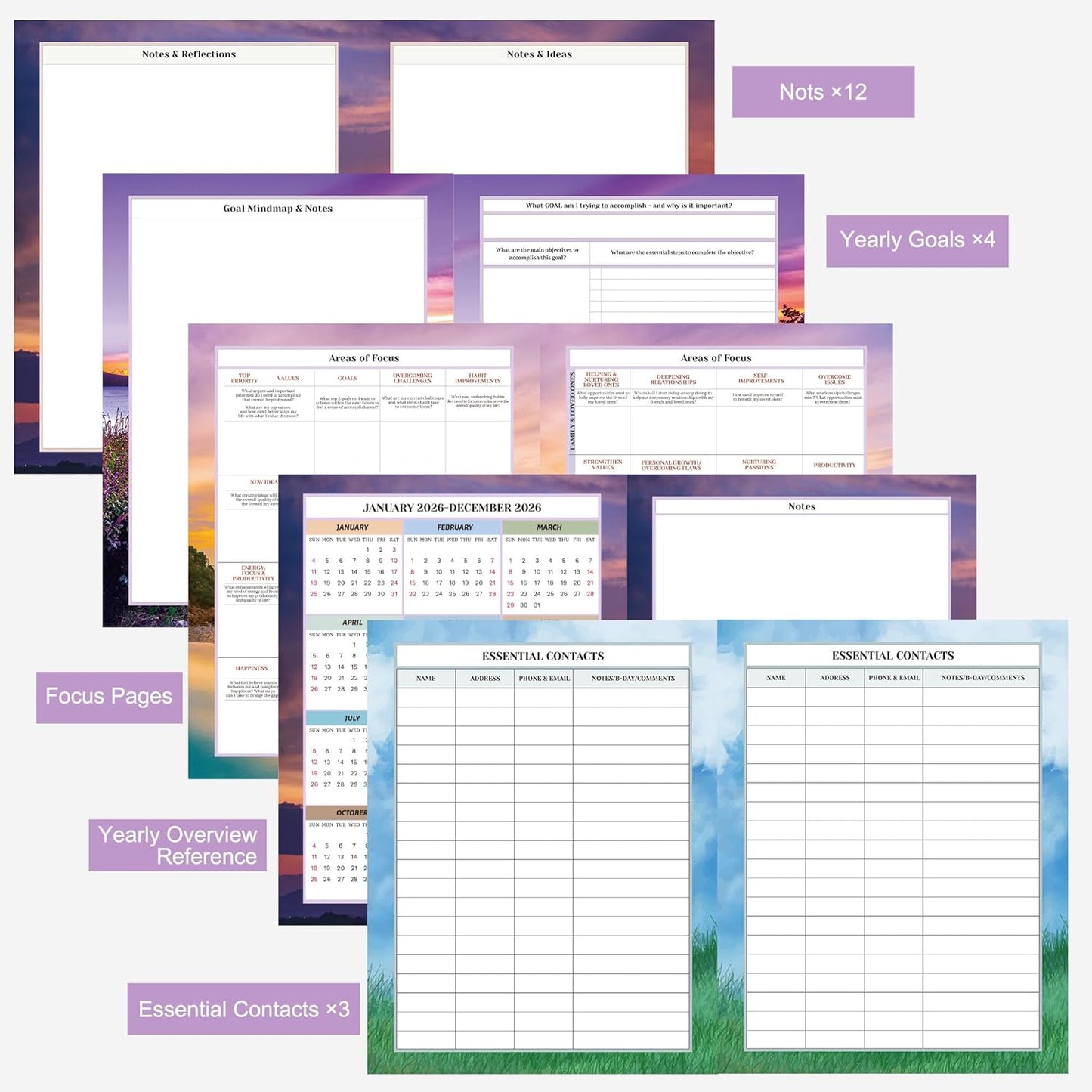 CAGIE Planner 2026 Monthly (Jan. 26-Dec. 26), 12 Month Academic Planner 8.5"x11", Large Daily Planner with Hourly Timeslot, Monthly Tab, Spiral Binding, Bookmark