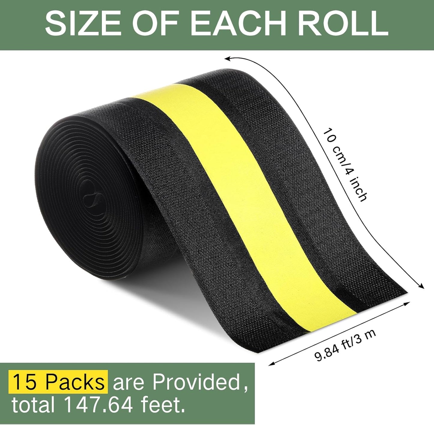 WILLBOND Grip Floor Cable Cover Cords Protector Management Only for Commercial Office Carpet(9.84 ft,Black and Yellow)