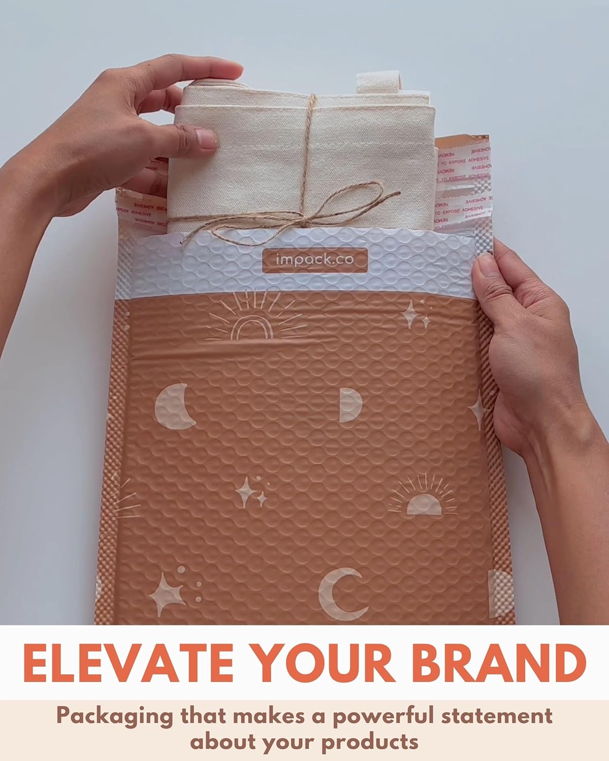 Bubble Mailers 8.5x12-25 Pack Biodegradable Shipping Bags for Accessories - Impack Self-Seal Protective Thick Mailing Envelope for Accessories & Clothing - Celestial Tan