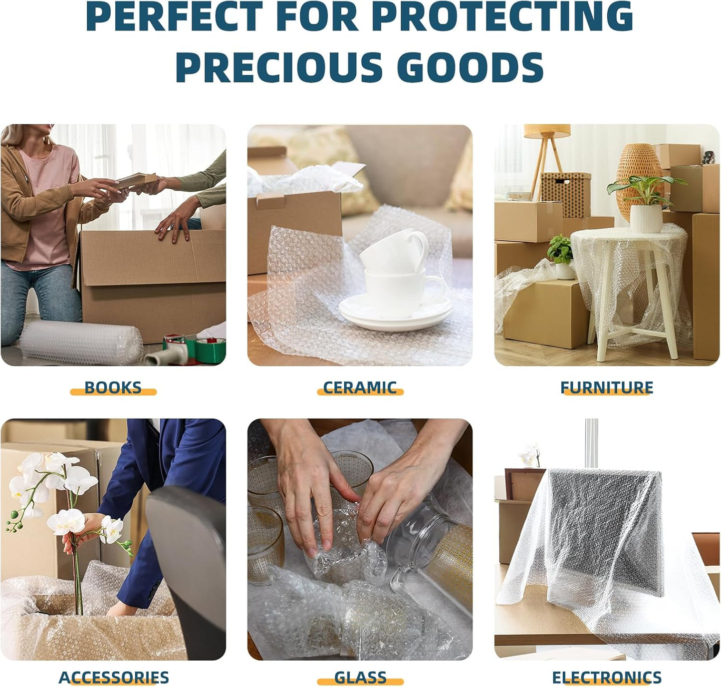 Metronic Bubble Cushioning Wrap 2 Pack 12 Inch x 72ft Total, Dense Bubble Packing Air Wrap Clear Bubble Packing Roll for Shipping and Moving Supplies, Perforated Every 12"