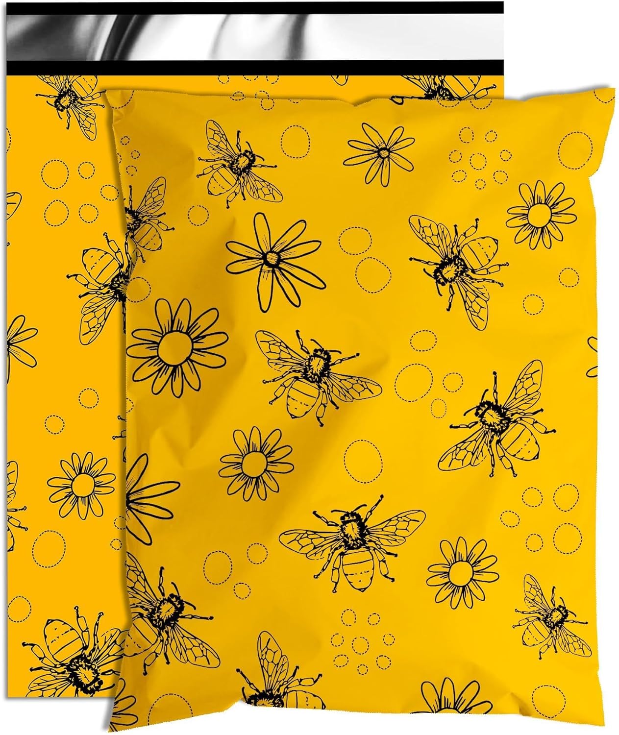 Bees Poly Mailer 10x13 Inch 100 Pcs, Waterproof Shipping Bags for Clothing, Tear-Resistant Mailier Bags, Strong Mailing Bags with Self-Seal