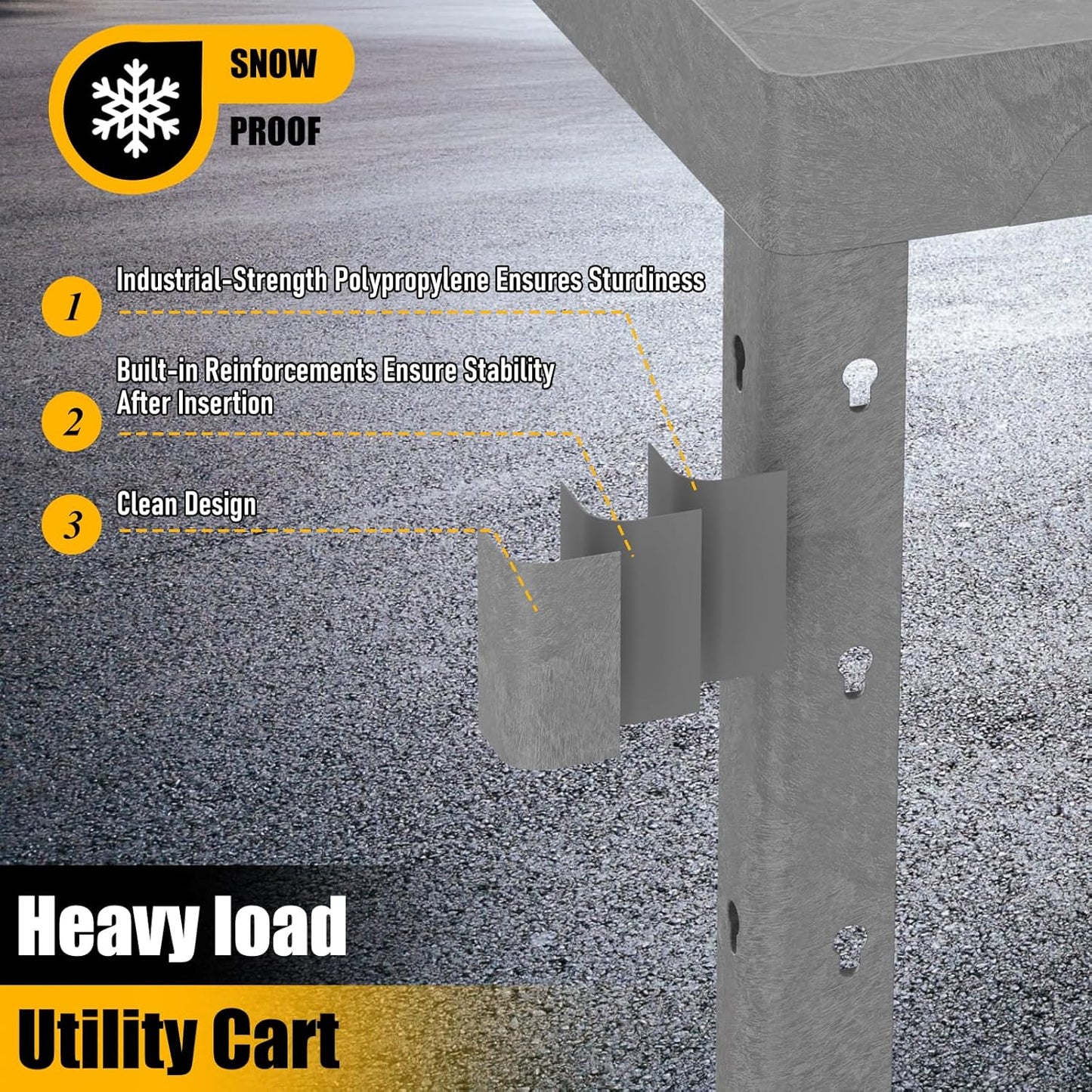 Service Utility Plastic Tool Cart, 34 x 17-Inch Rolling Cart with Deep 2-Shelf Heavy Duty Wheels, 550 lbs Capacity Organizer for Garage, Warehouse, Workshop