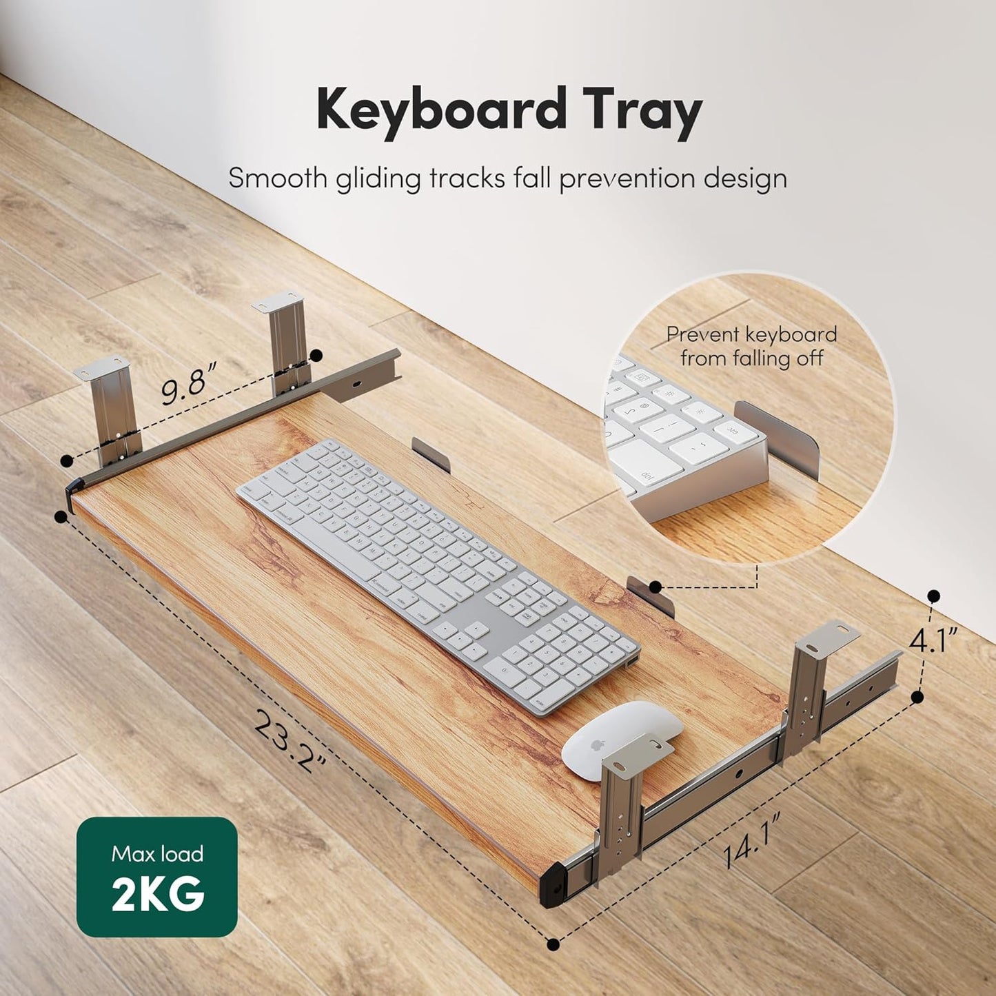 FEZIBO Standing Desk with Keyboard Tray, 60 x 24 Inch Adjustable Height Sit Stand Desk with Memory Presets for Home Office, Ergonomic Computer Workstation, Light Rustic