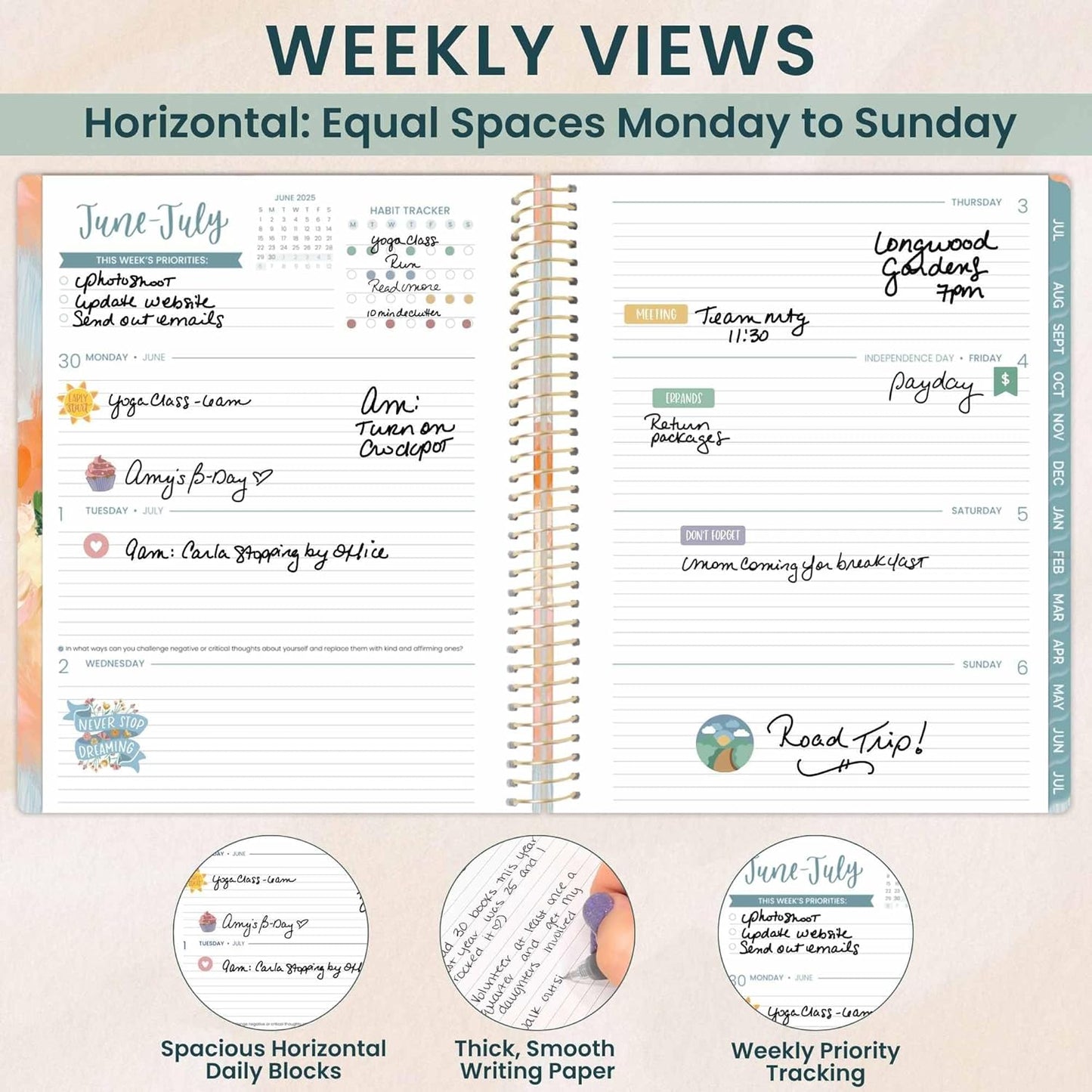bloom daily planners 2025-2026 (8.5" x 11") Academic Year Day Planner (July 2025 - July 2026) - Weekly & Monthly Dated Agenda Organizer with Stickers & Tabs - Painted Peonies
