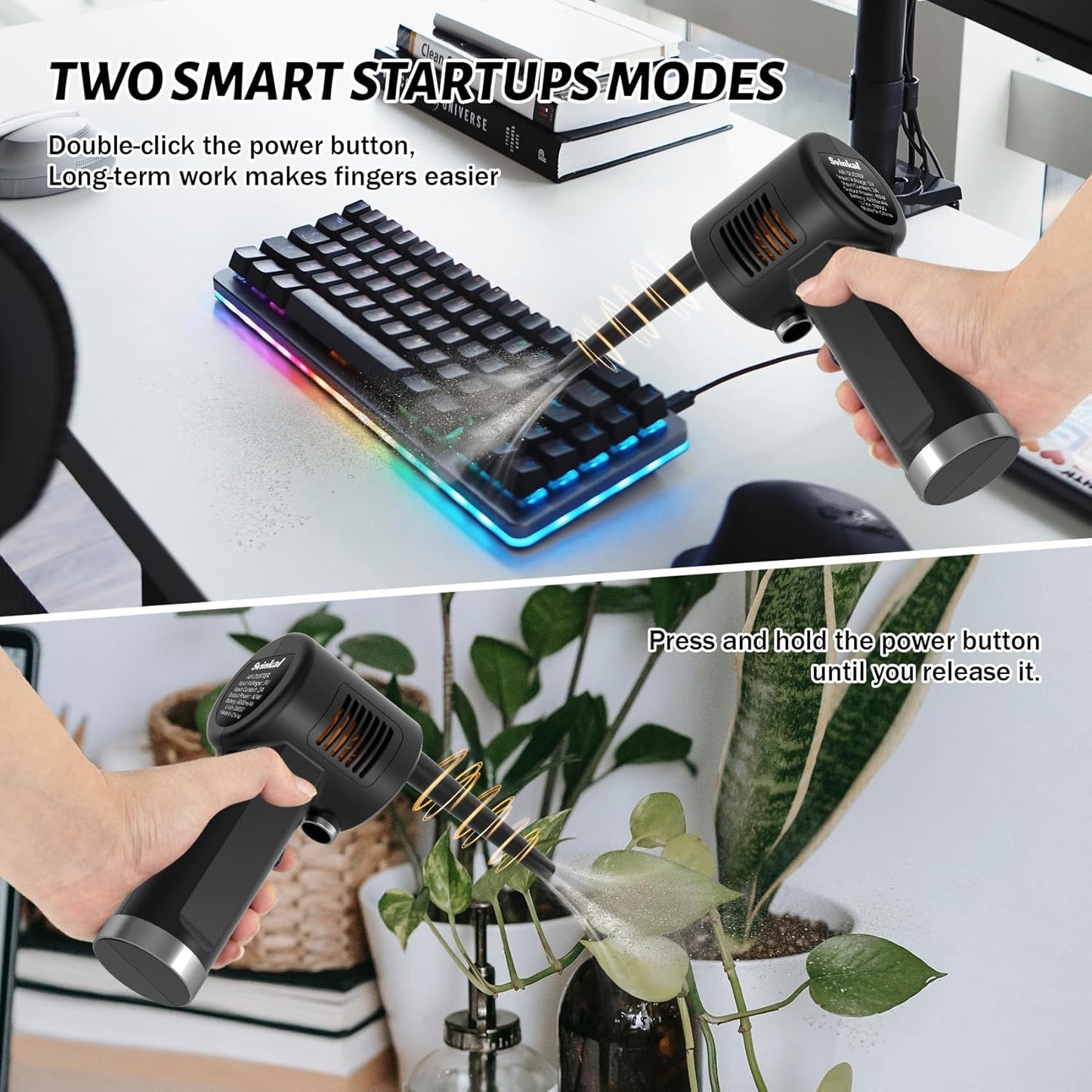 Air Duster, Handheld Cordless Air Duster, Air Blower Rechargeable, Electric Compressed air Gun Battery Operation, for Cleaning Computer Keyboard Camera Lego Toys.