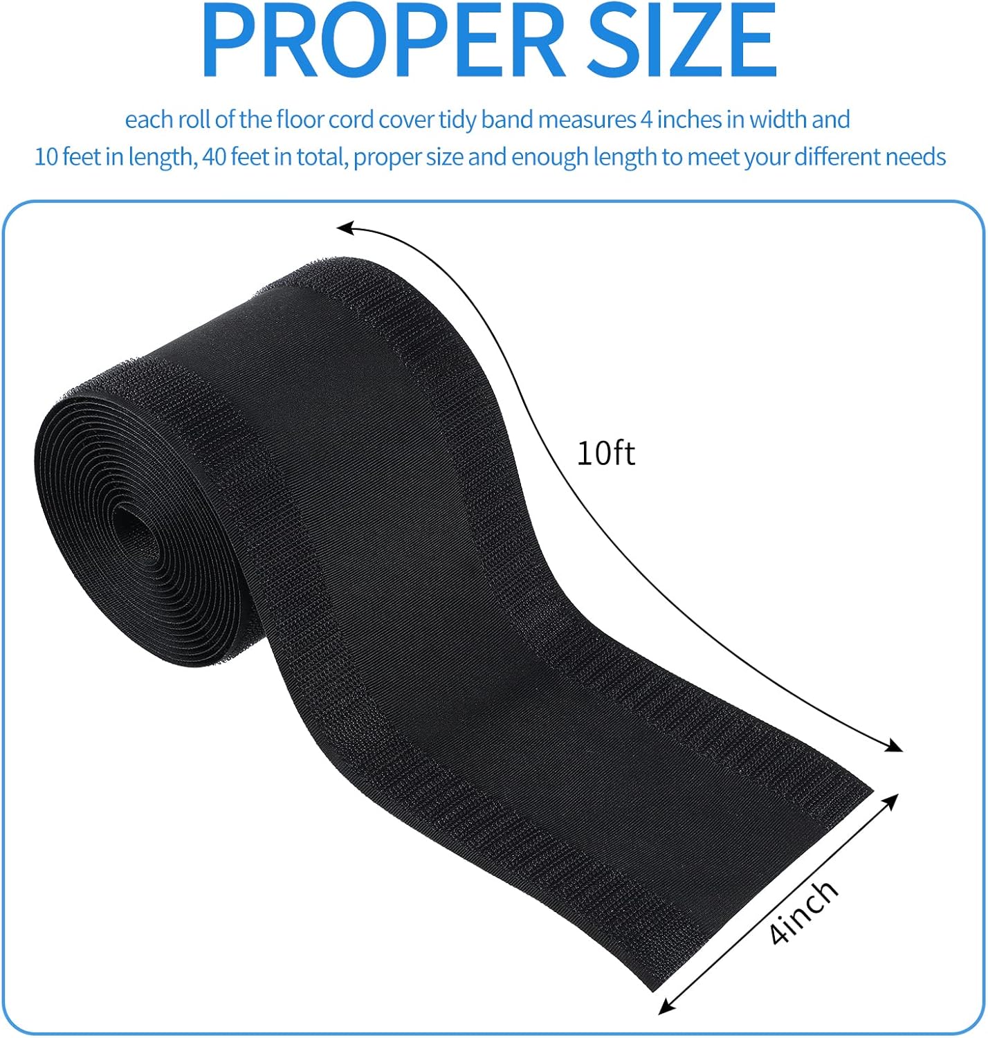 WILLBOND Carpet Cord Cover Cable Grip Floor Cover Cable Protector Management Only for Commercial Office Carpet(Black,39.37 ft)