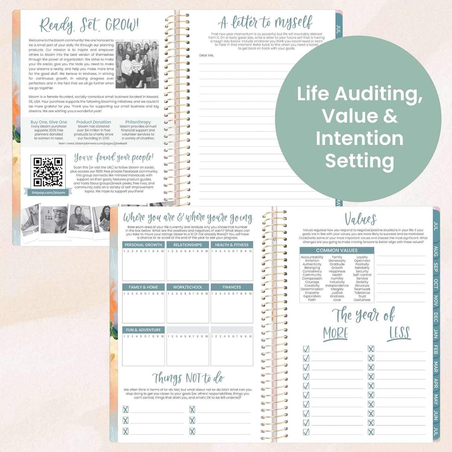 bloom daily planners 2025-2026 Academic Year Daily Planner (July 2025 - July 2026) - A5 Weekly & Monthly Calendar Agenda Organizer Book with Stickers - 5.5" x 8.25" - Painted Peonies