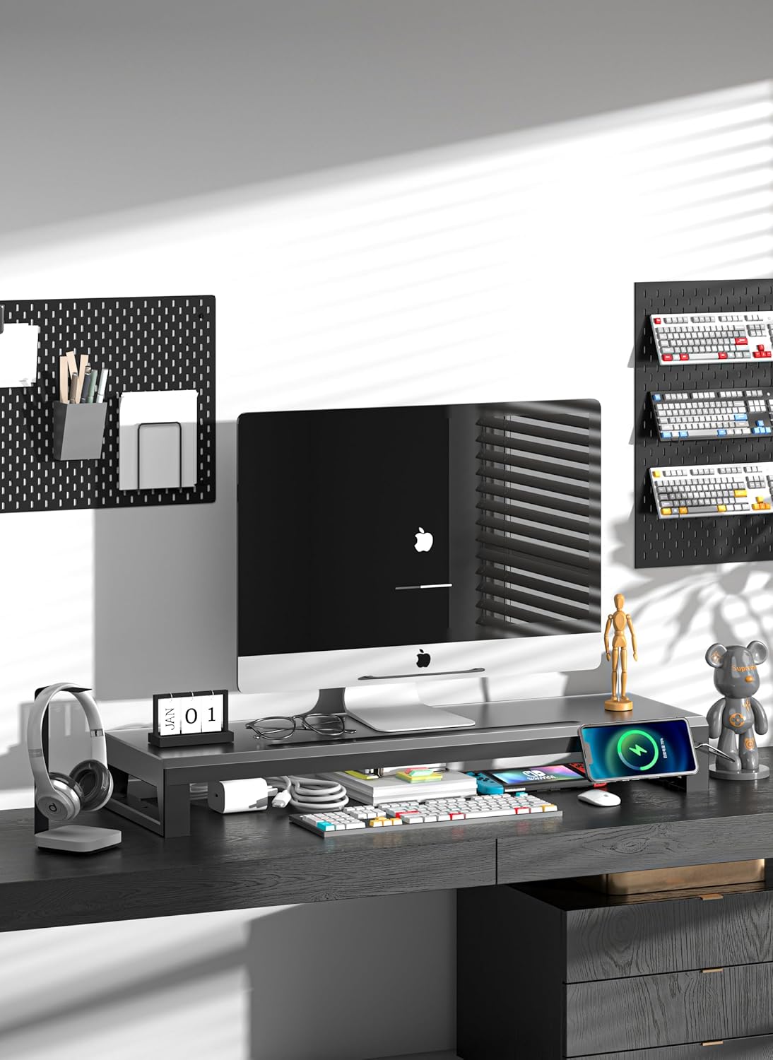 Computer monitor stand Laptop Desk Shelf & Monitor Riser ，27.55 inches,22W charging , 2 USB 3.0 , and 1 USB 2.0， Monitors/PC/Laptop/Computer Space Saver Organizer ，Heavy Duty Gift Gaming Studio Office (USB Hub Fast Charging Version, 700mm)