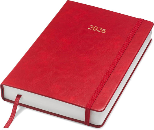 Wykeham's Executive 2026 Daily Journal Planner – US Public Holidays & Format – Customization Available (Crimson, 8.5”×5.5”)